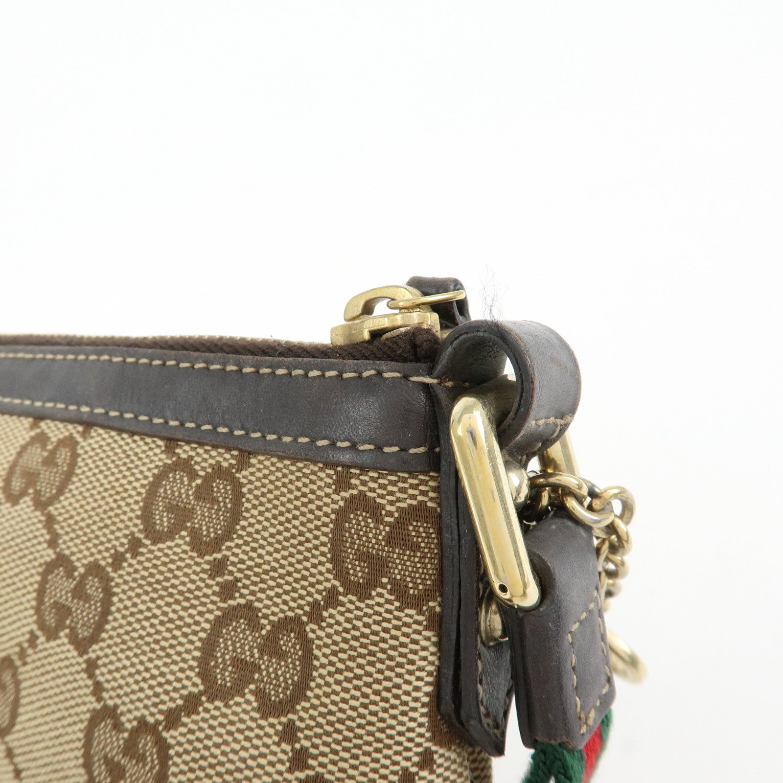 GUCCI Sherry Interlocking G Canvas Leather Mini Clutch Bag 191184