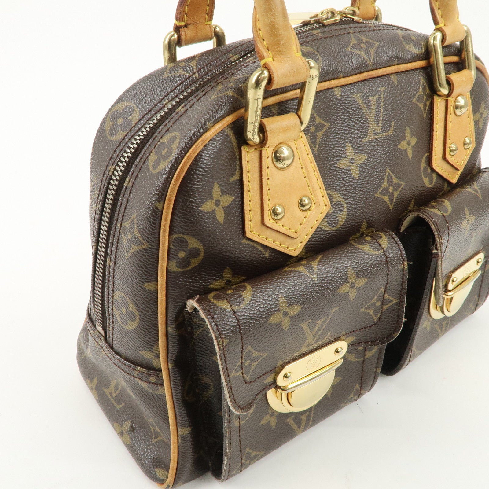 Louis Vuitton Monogram Manhattan PM Hand Bag Brown M40026