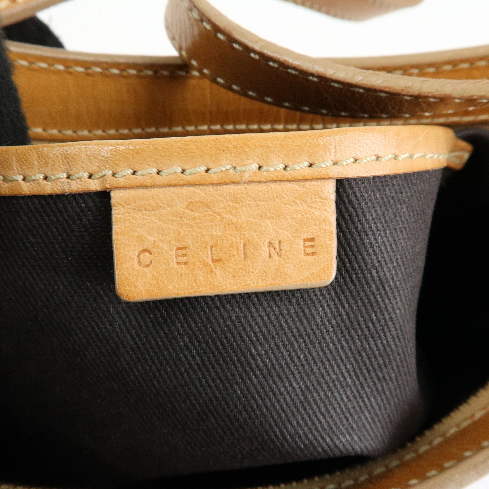 CELINE Macadam PVC Leather Shoulder Bag Hand Bag Brown