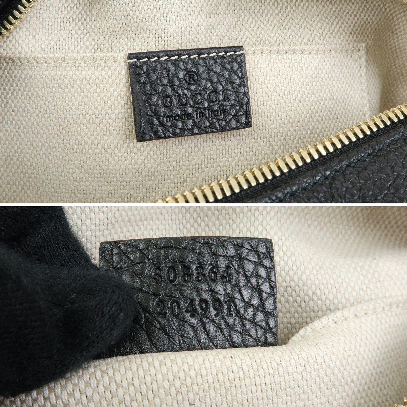 GUCCI SOHO Interlocking G Leahter Small Disco Bag Black 308364