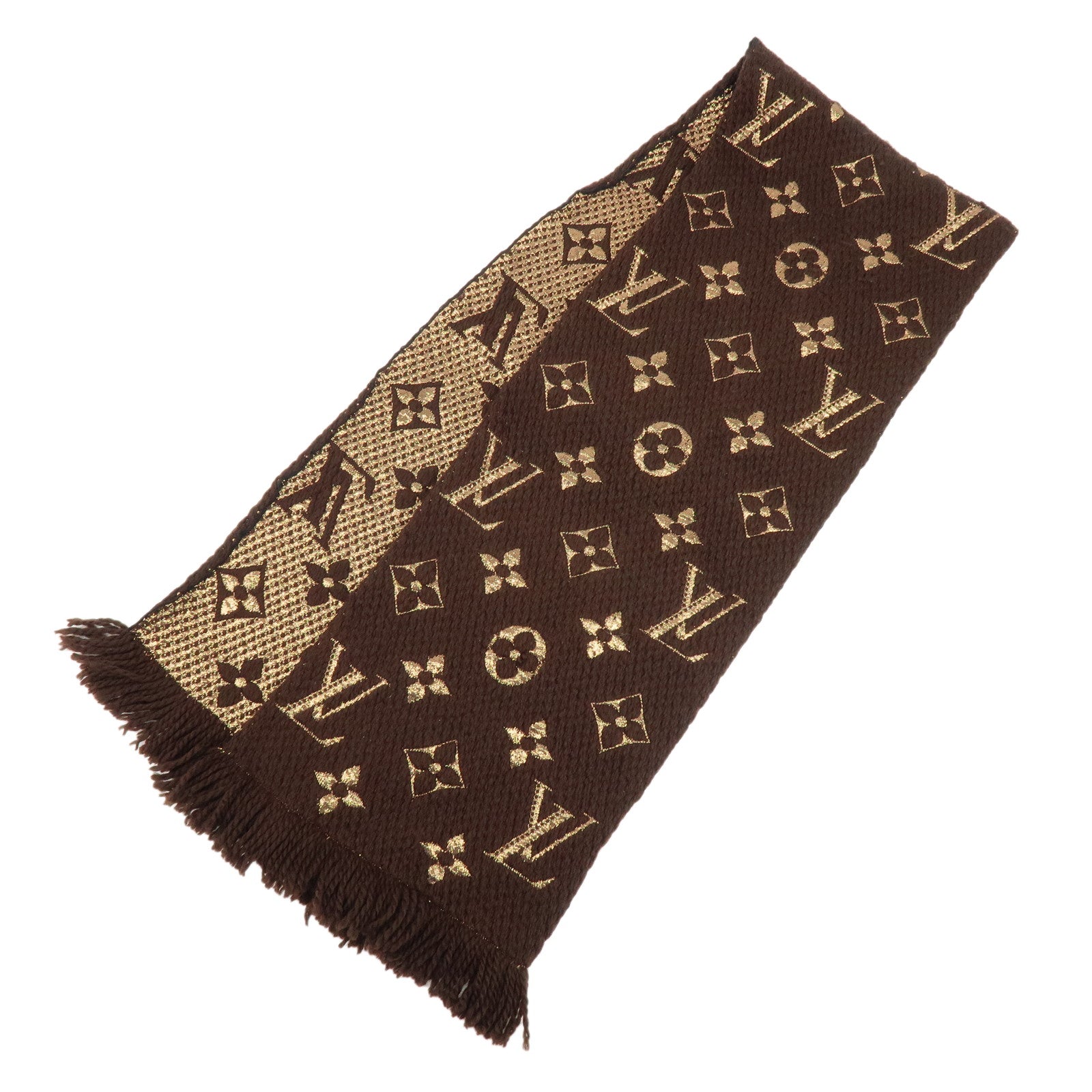 Louis Vuitton Echarpe Logomania Shine Wool Silk Scarf Brown M71383