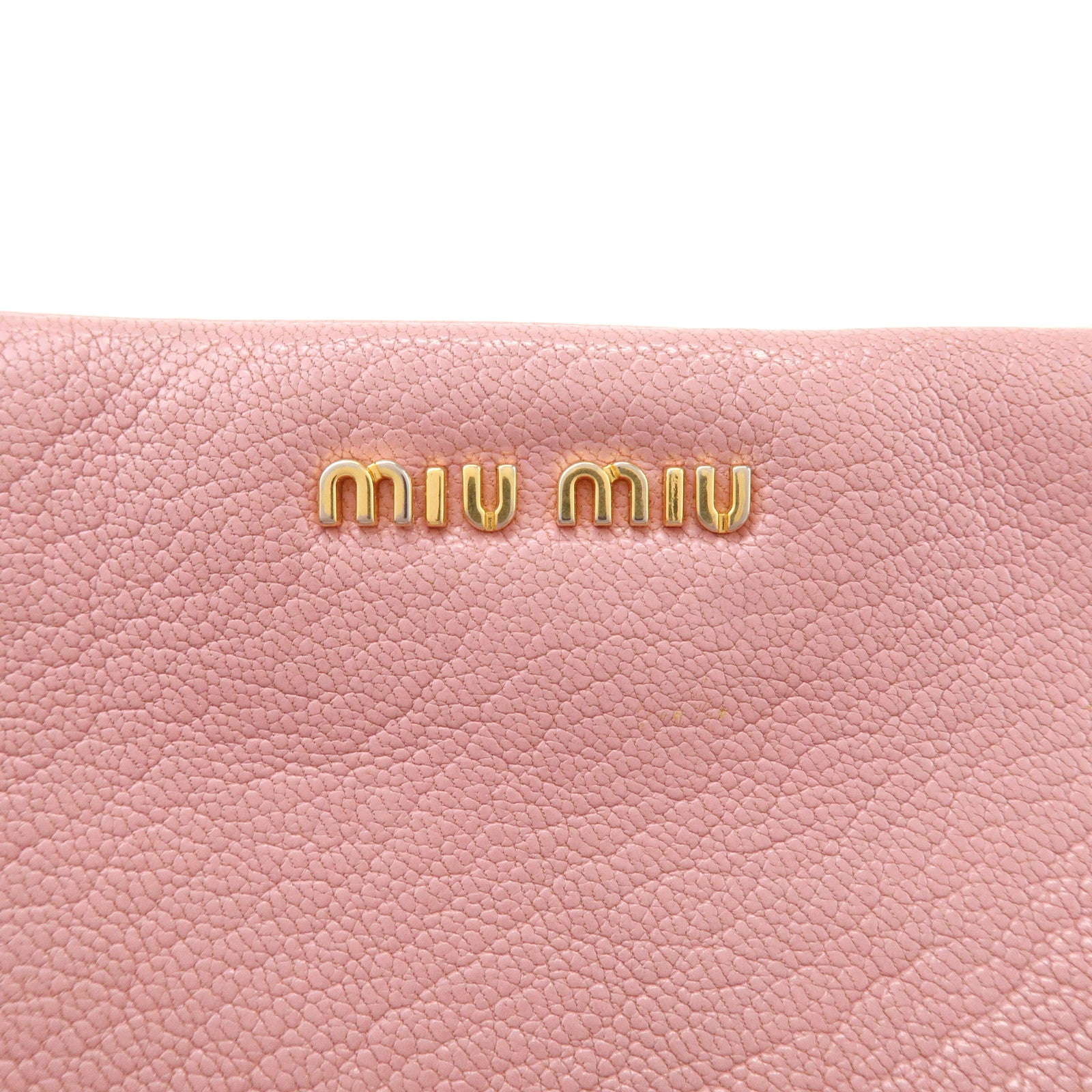 MIU MIU Logo Madras Leather Shoulder Bag Crossbody Bag Pink RT0539