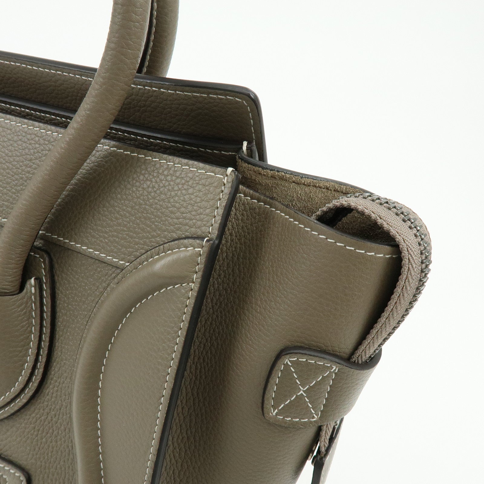 CELINE Luggage Micro Shopper Leather Hand Bag Tote Bag Gray