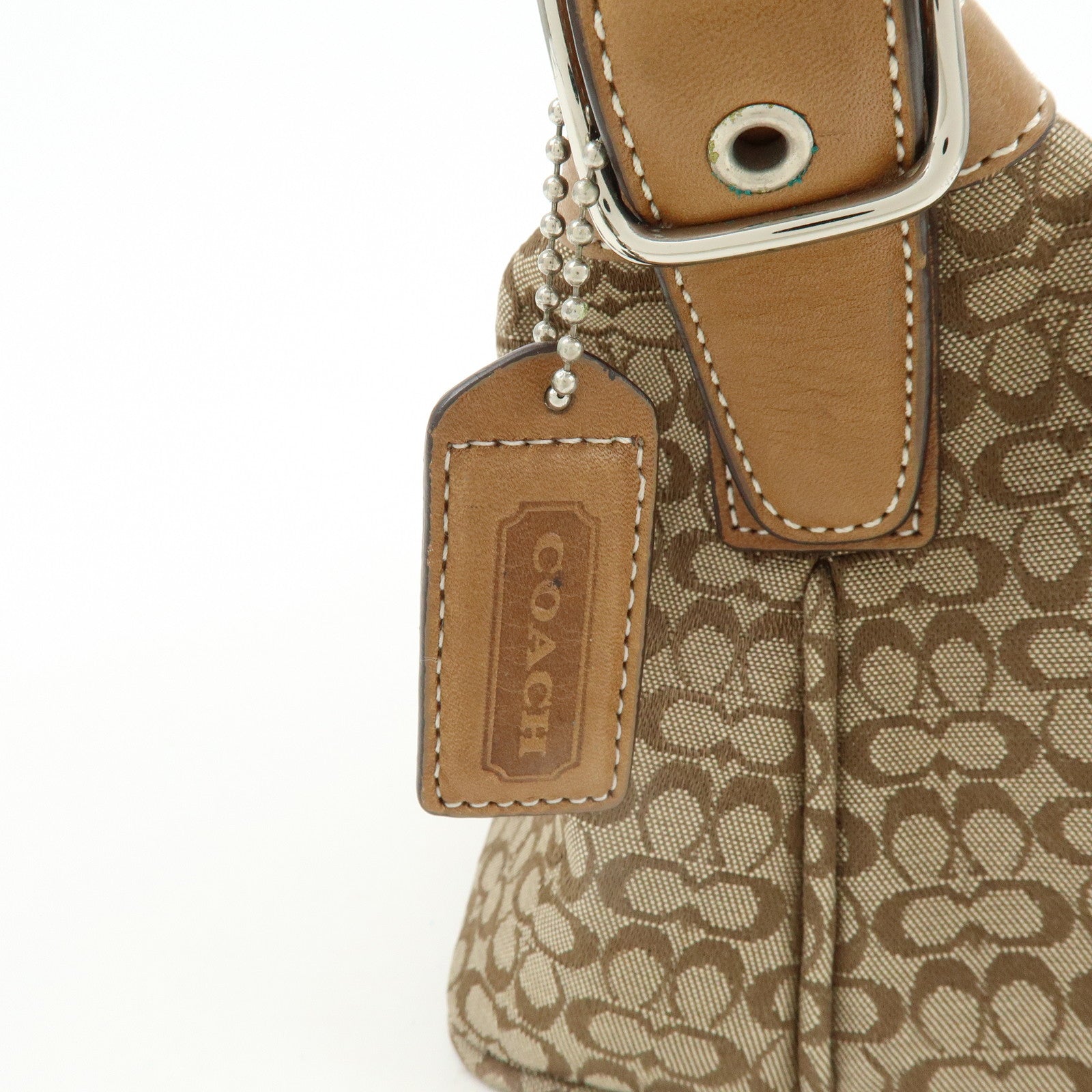 COACH Signature Canvas Leather Hand Bag Shoulder Bag Brown