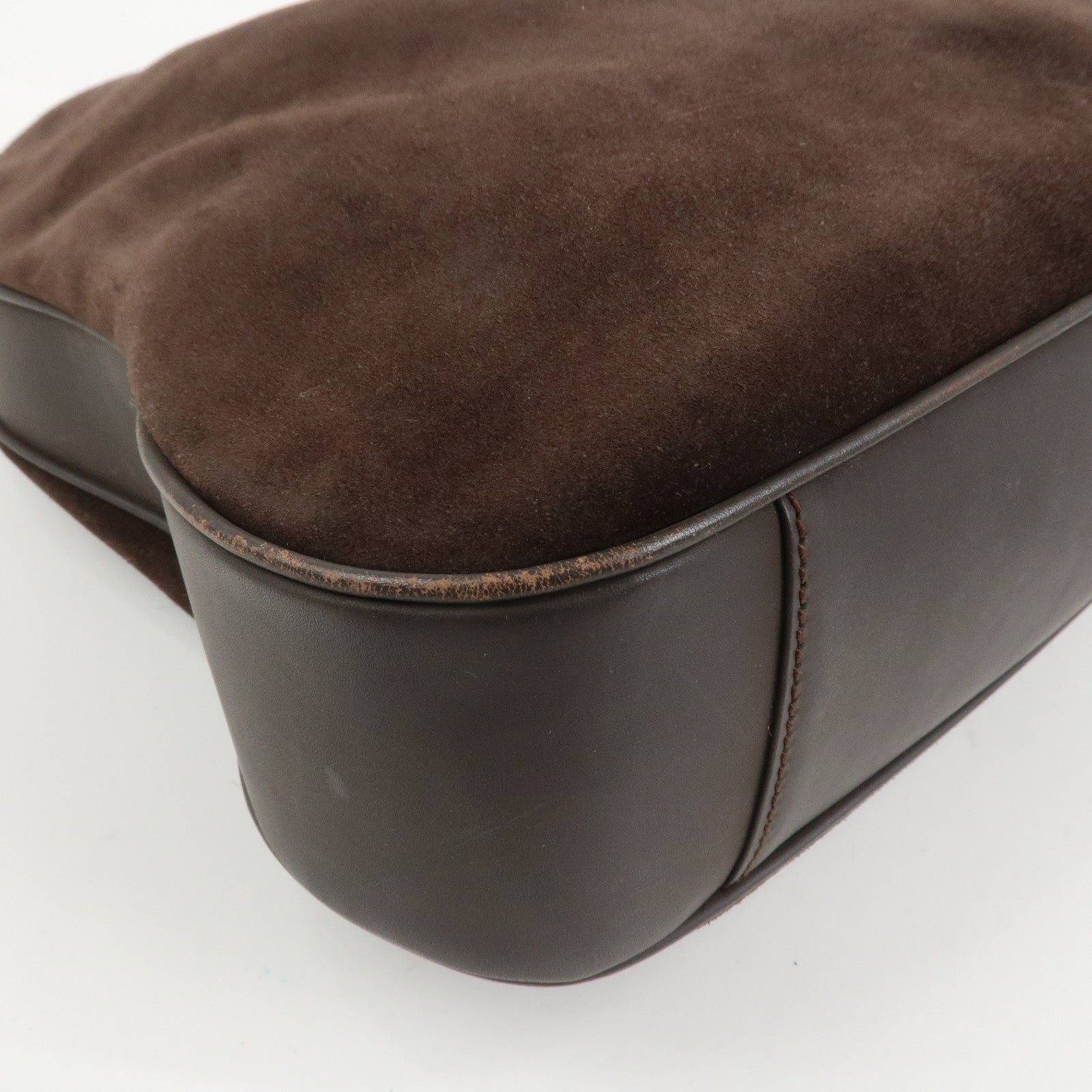 GUCCI Bamboo Suede 2WAY Bag Shoulder Bag Dark Brown 001.3754.1657