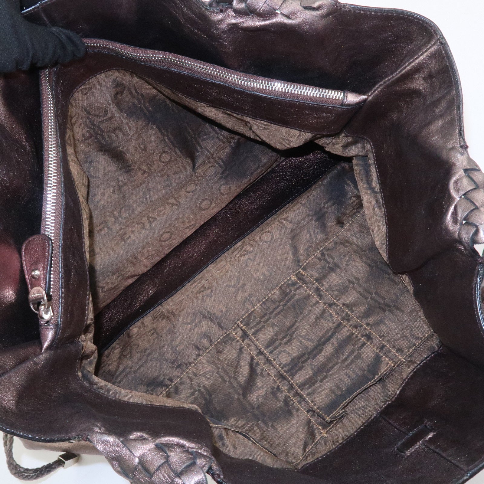 Ferragamo Gancini Leather Tote Bag Shoulder Bag Bronze