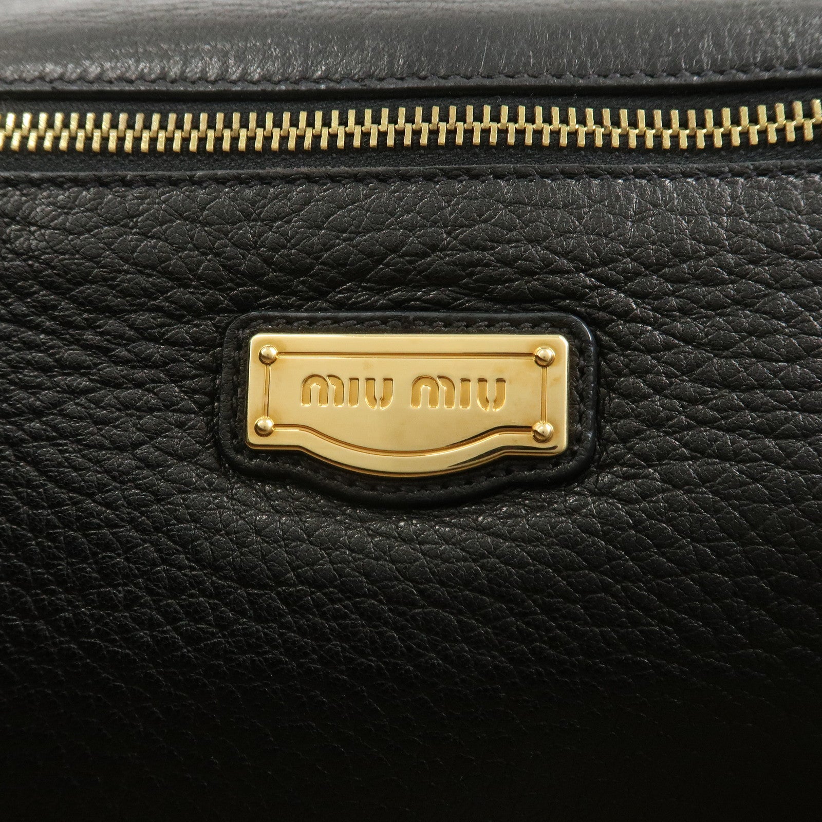 MIU MIU Leather Tote Bag Shoulder Bag Black