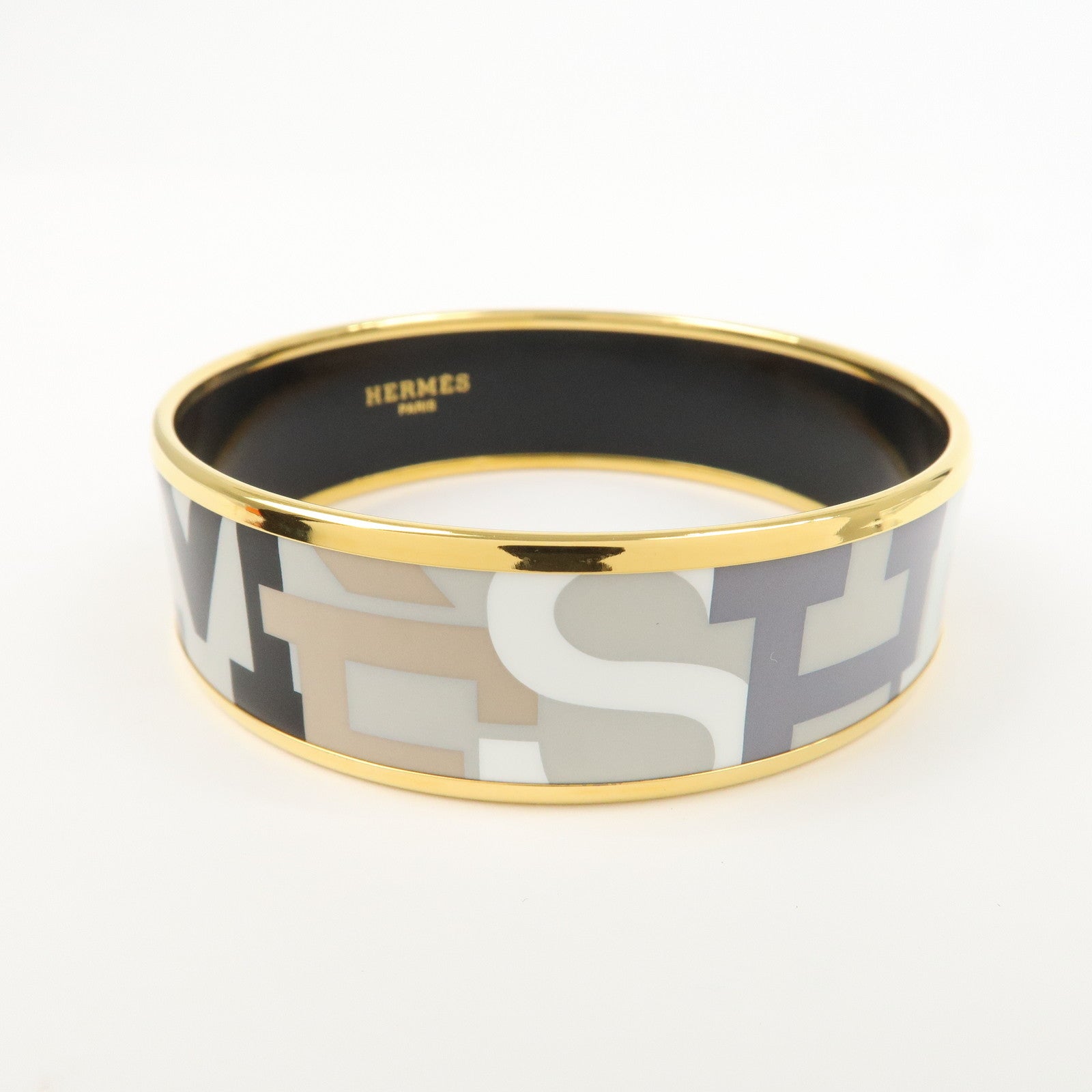 HERMES Email GM Bangle Bracelet Cloisonne Enamel Gray