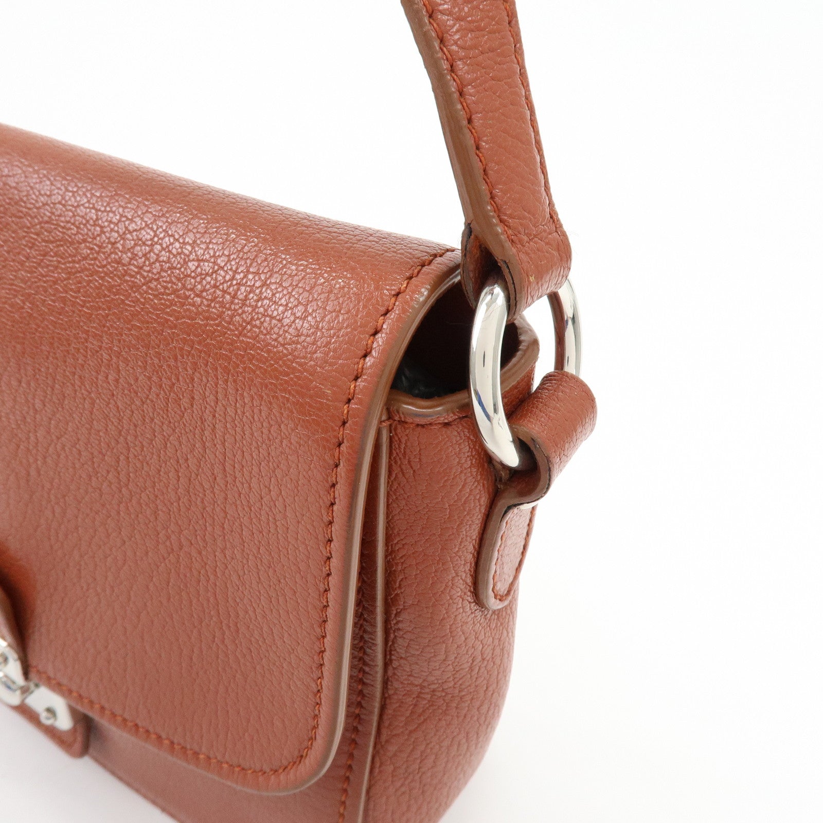 MIU MIU Madras Leather Shoulder Bag Crossbody Bag Brown 5BH638