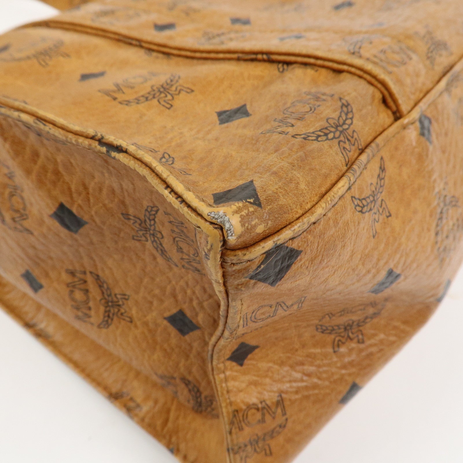 MCM Visetos Leather Tote Bag Shoulder Bag Hand Bag Brown