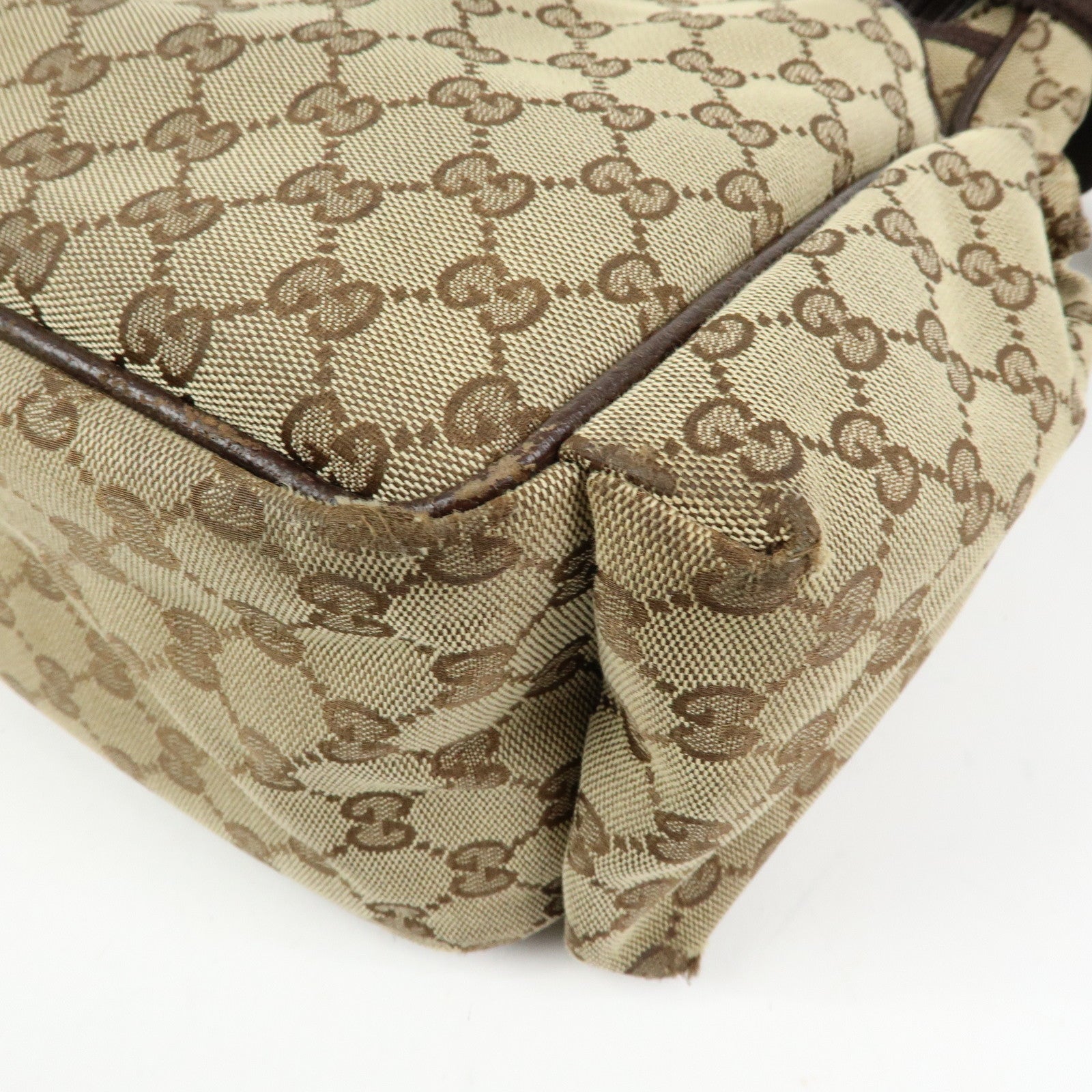 GUCCI GG Canvas Leather Shoulder Crossbody Bag Beige Brown 123326