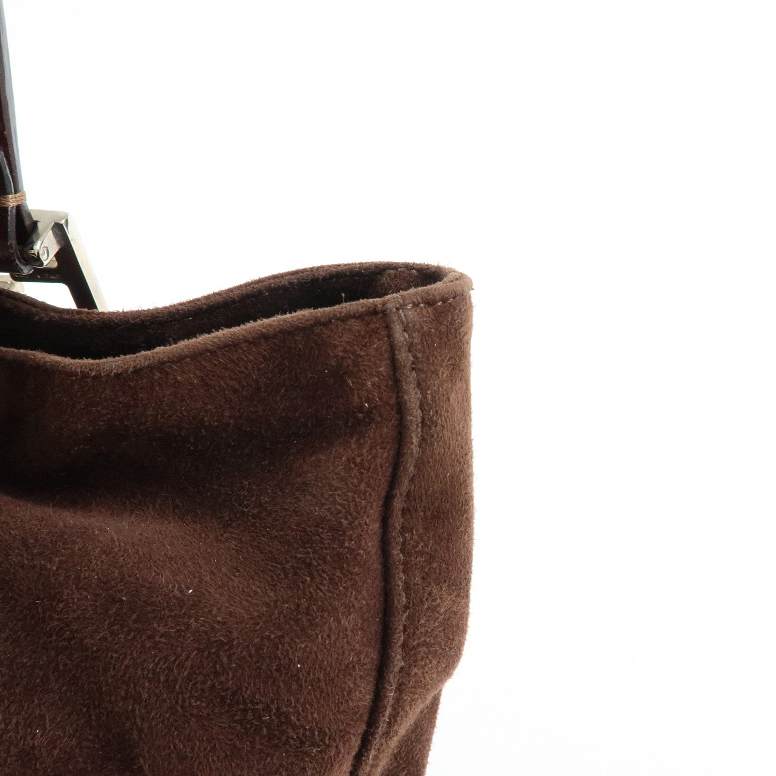 FENDI Suede Leather Tote Bag Hand Bag Brown 26329