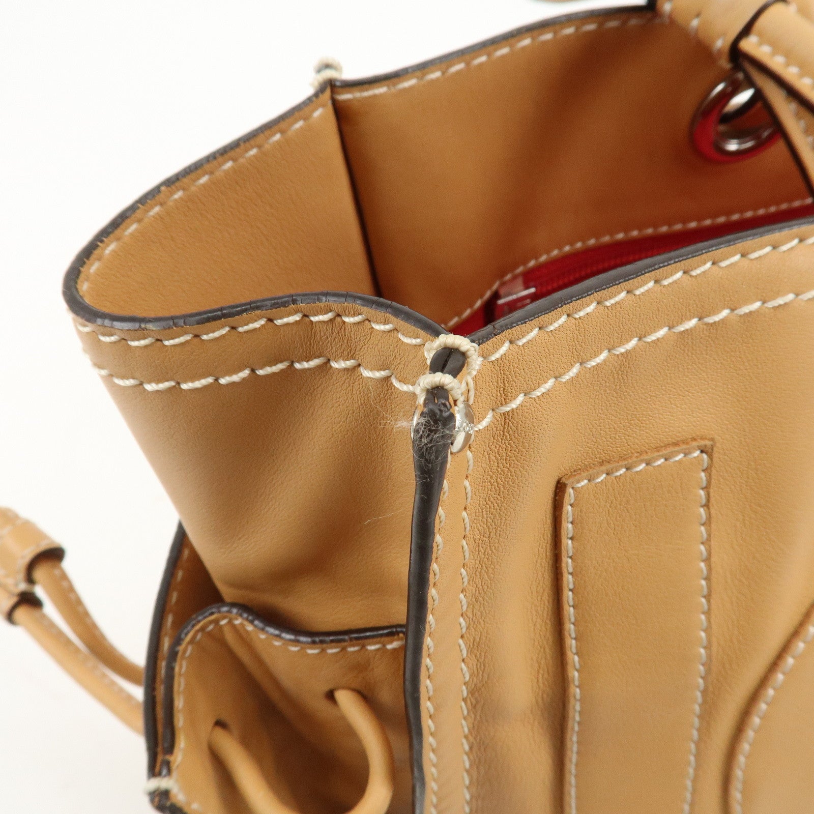 LOEWE Anagram Leather Shopper Tote Bag Hand Bag Light Brown