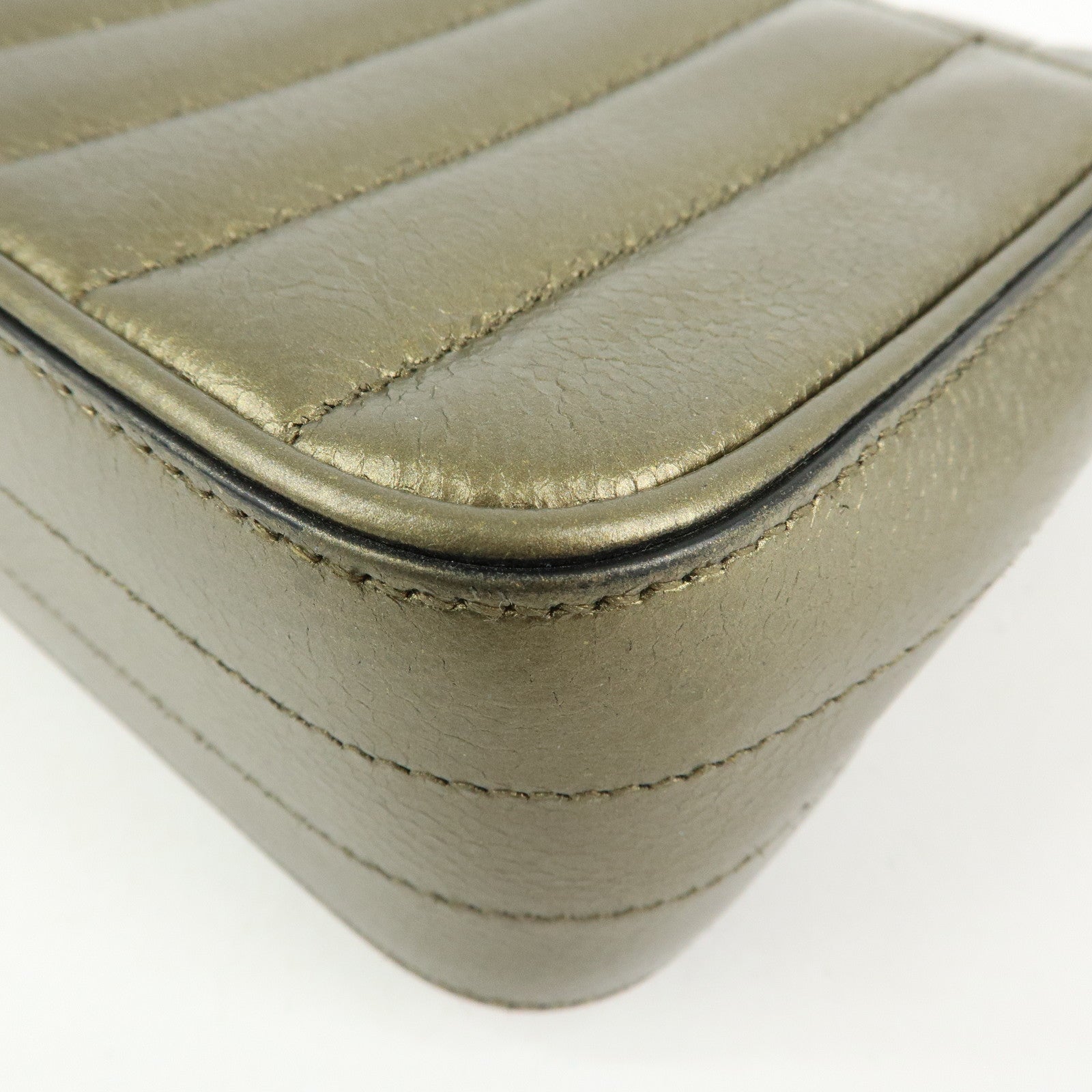 SAINT LAURENT PARIS Leather Vicky Shoulder Bag Crossbody Bag Gold