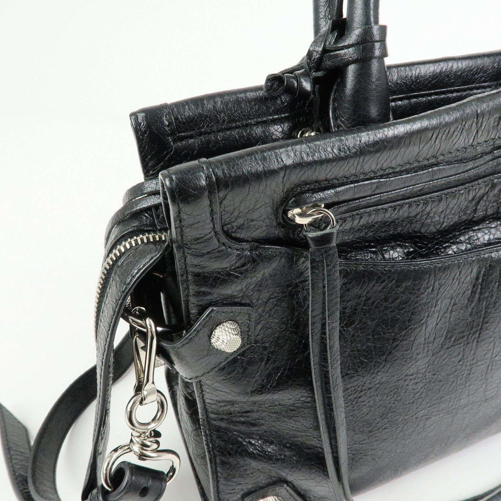 BALENCIAGA Padlock All Afternoon Mute City 2Way Bag Black 443698