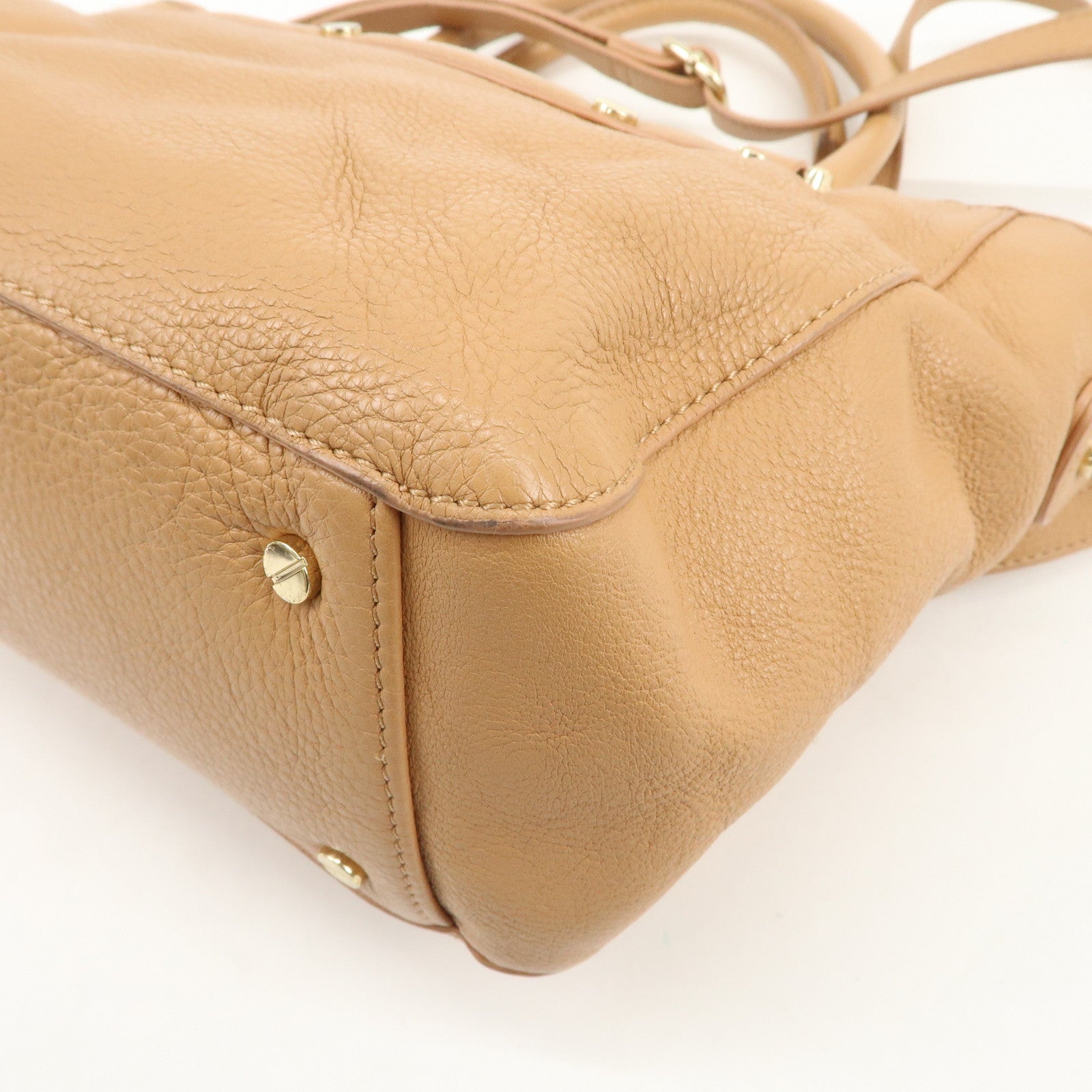 TORY BURCH Logo Leather 2Way Bag Shoulder Bag Hand Bag Brown