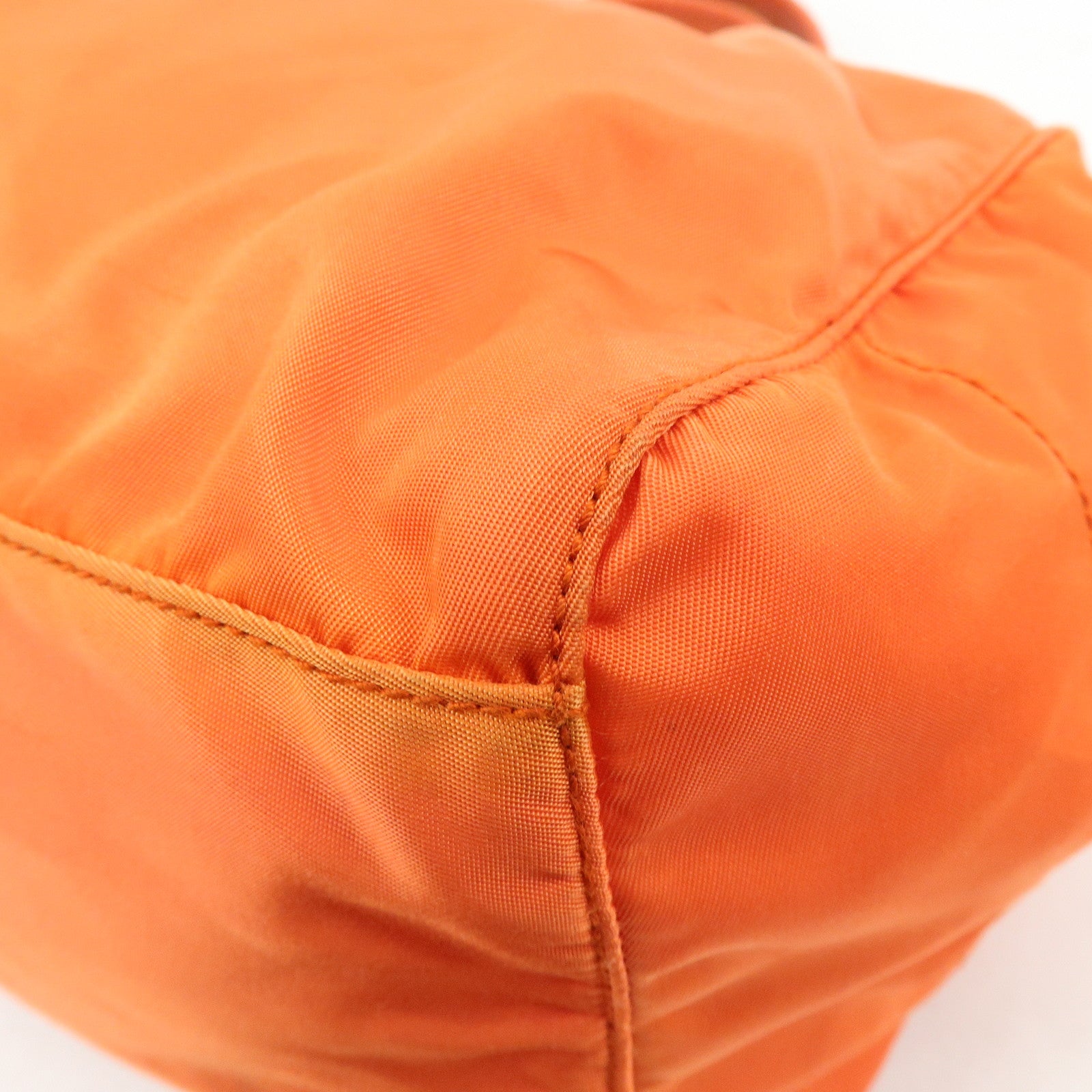 PRADA Triangle Logo Nylon Boston Bag Hand Bag Orange