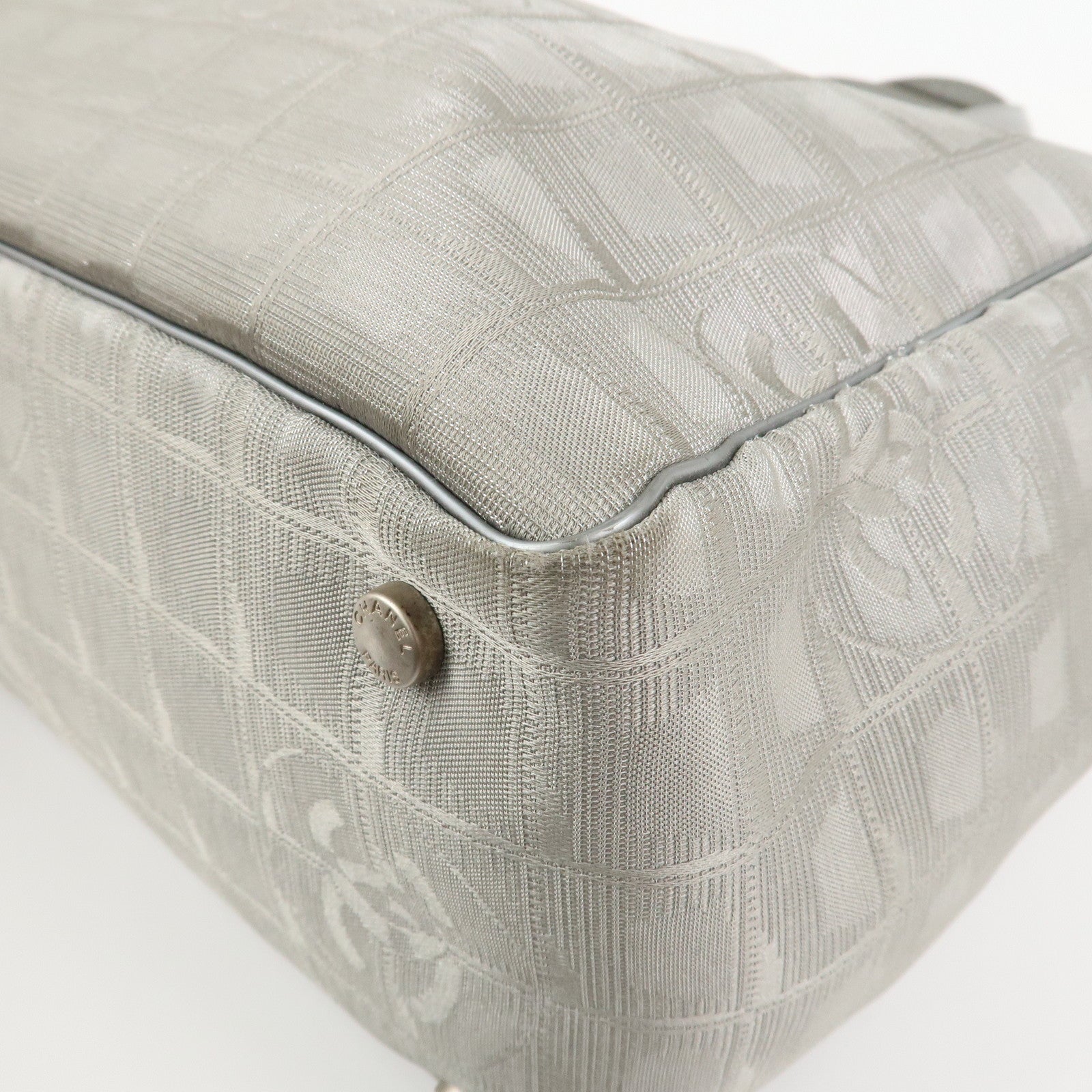 CHANEL New Travel Line Nylon Jacquard Leather Tote Bag MM A15991