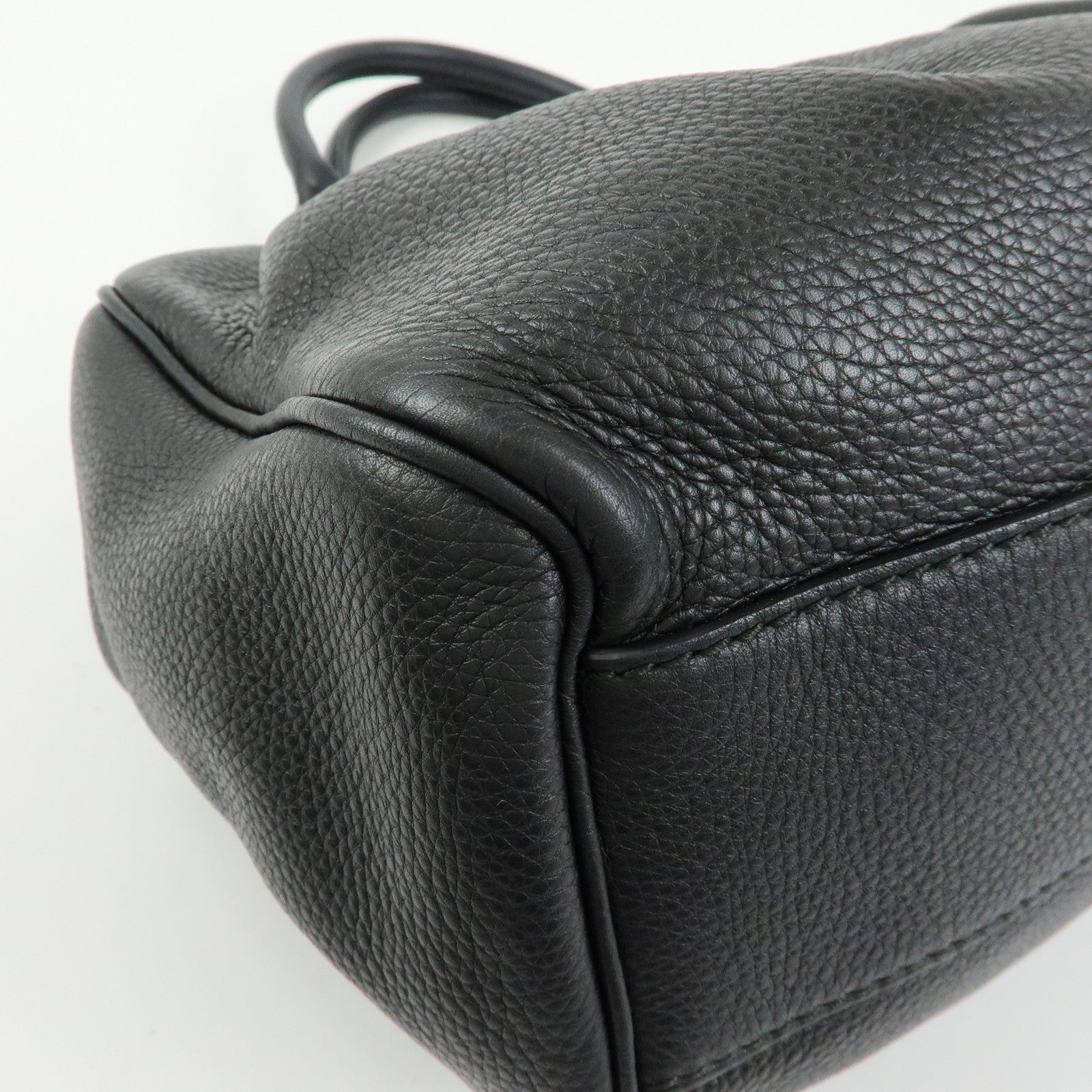 GUCCI Sukey Interlocking G Leather Tote Hand Bag Black 211944