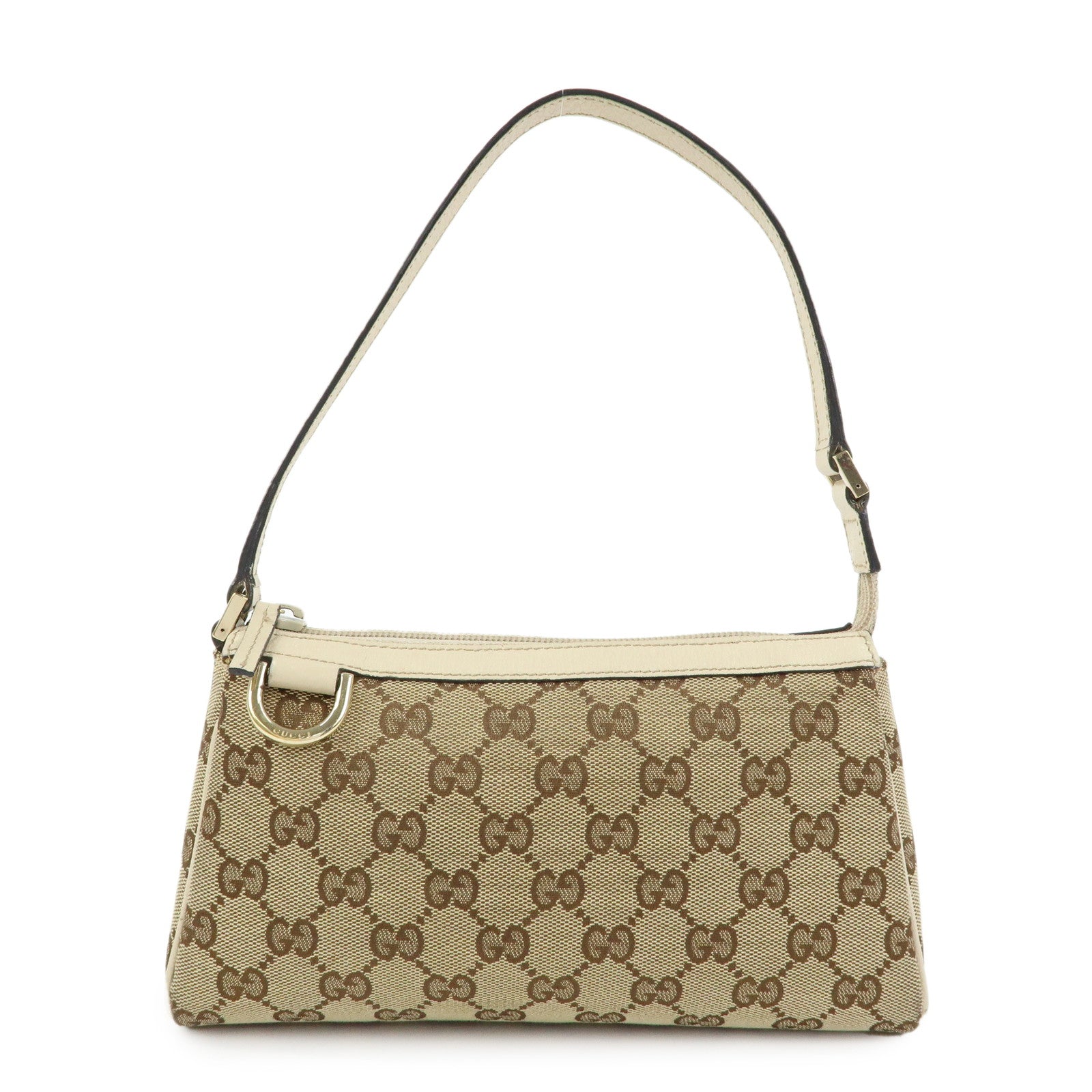 GUCCI GG Canvas Leather Hand Bag Beige Ivory 145750