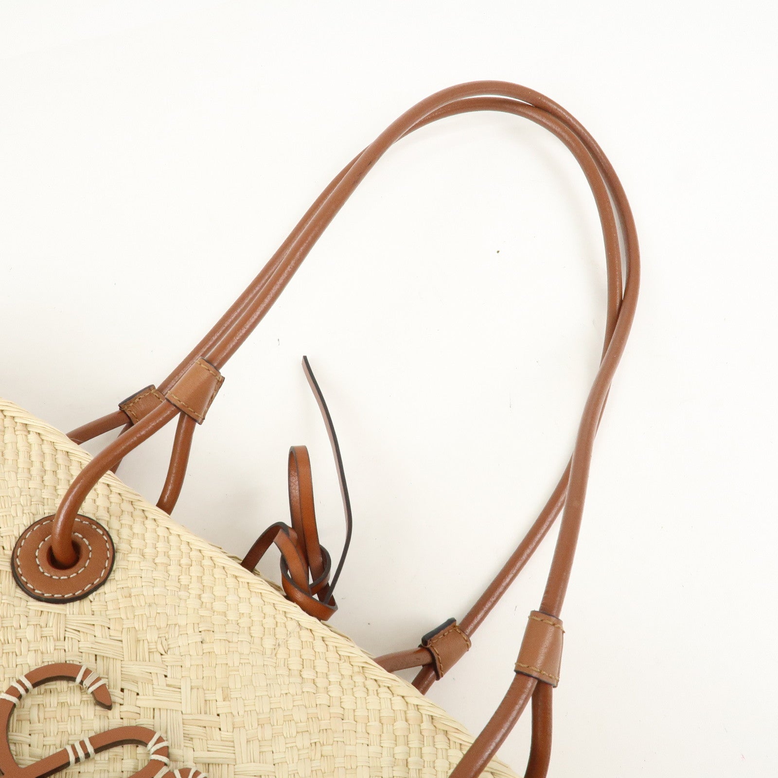 LOEWE Anagram Raffia Basket Bag Shoulder Bag Mini Tote Bag Natural