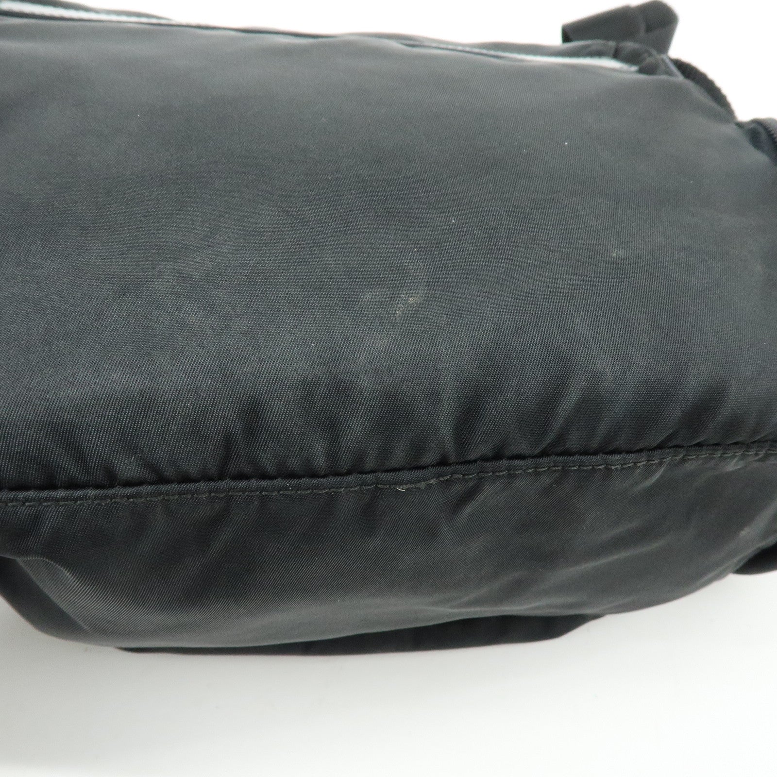 PRADA Triangle Logo Nylon Leather Shoulder Bag Crossbody Bag Black