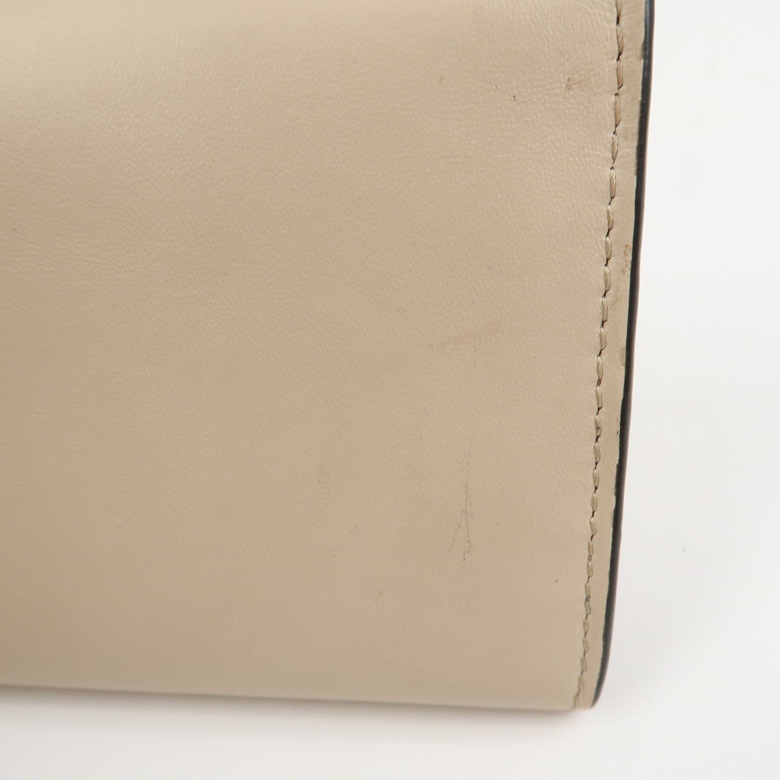 FENDI Logo Leather Flap Continental Long Wallet Beige 8M0251