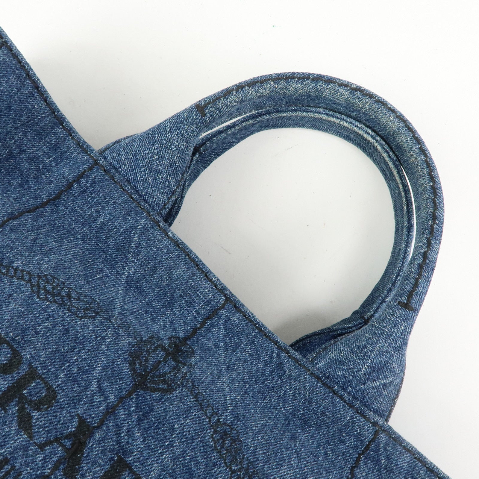 PRADA Triangle Logo Canapa Denim 2Way Hand Bag Shoulder Bag B2642B