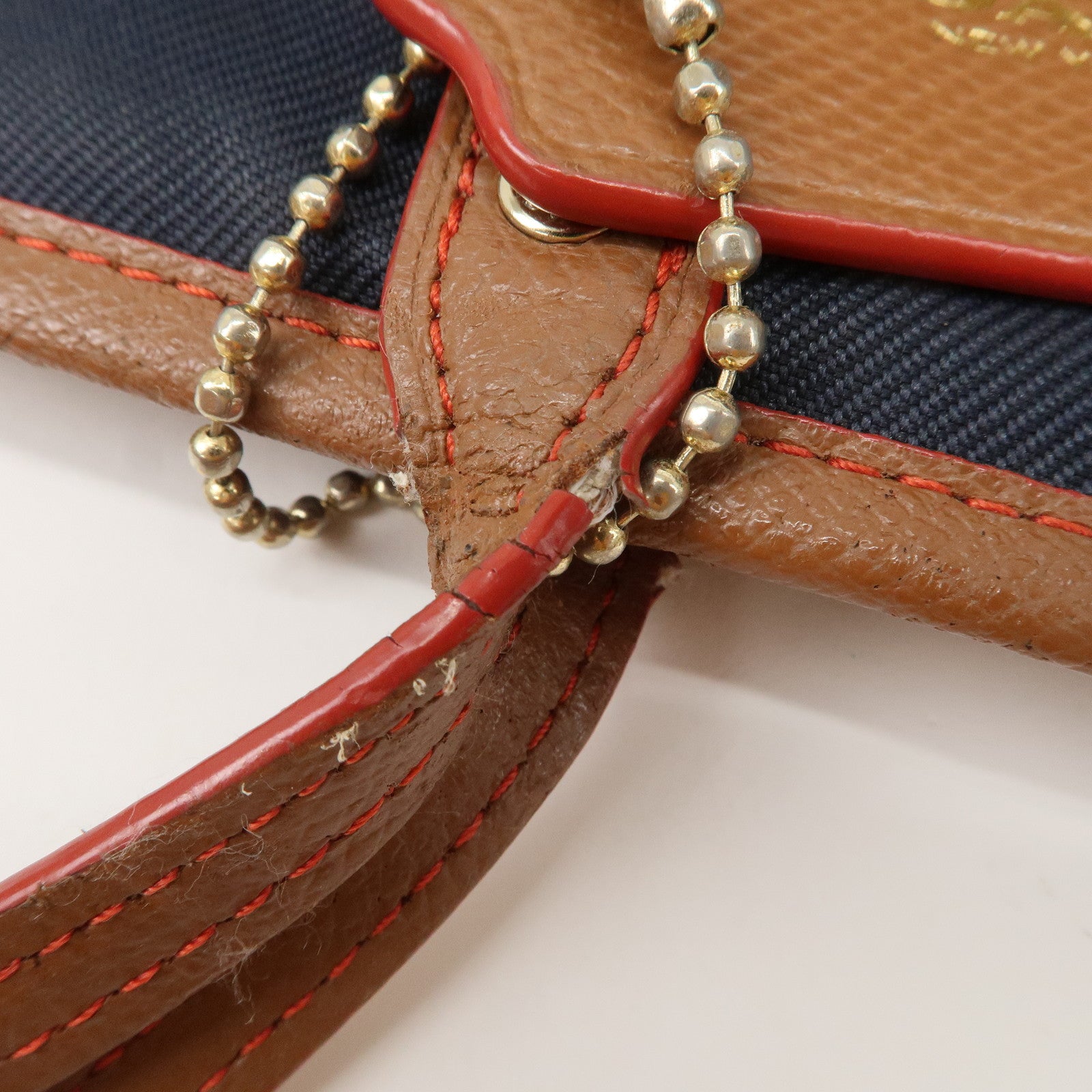 COACH Signature Set Of 2 Canvas Leather Hand Bag Brown Navy