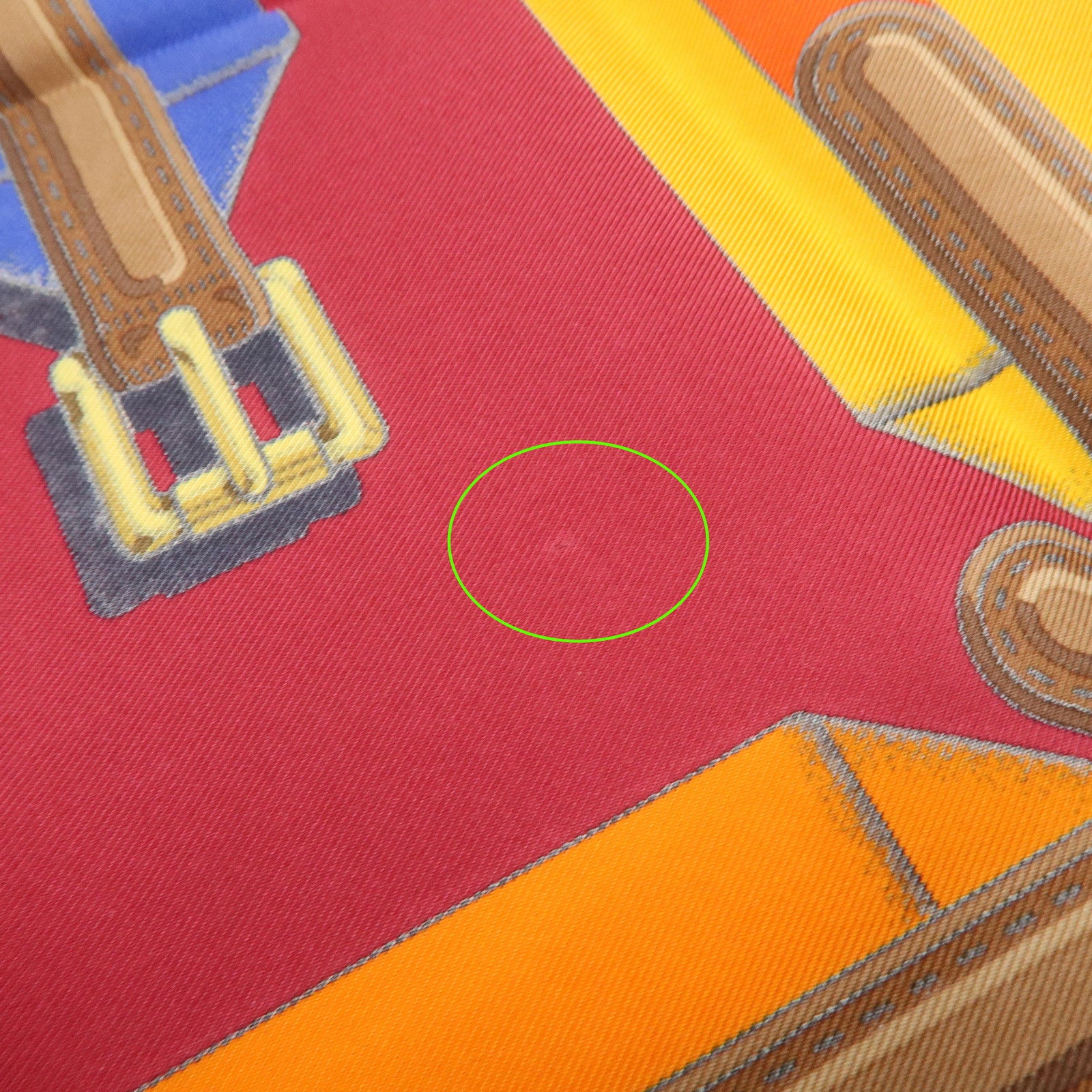 HERMES Carre 90 Silk 100% Scarf J.METZ Les Sangles Wine Red Yellow