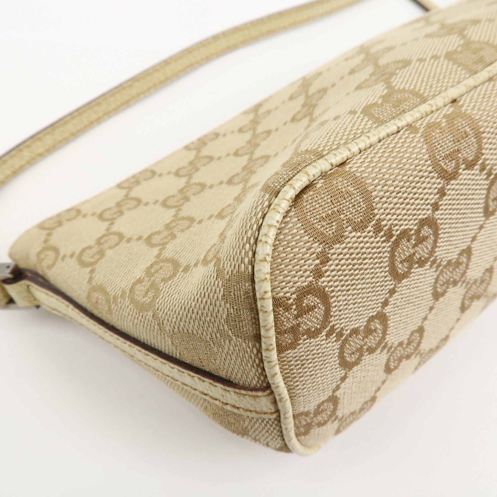GUCCI Boat Bag GG Canvas Leather Hand Bag Beige 07198