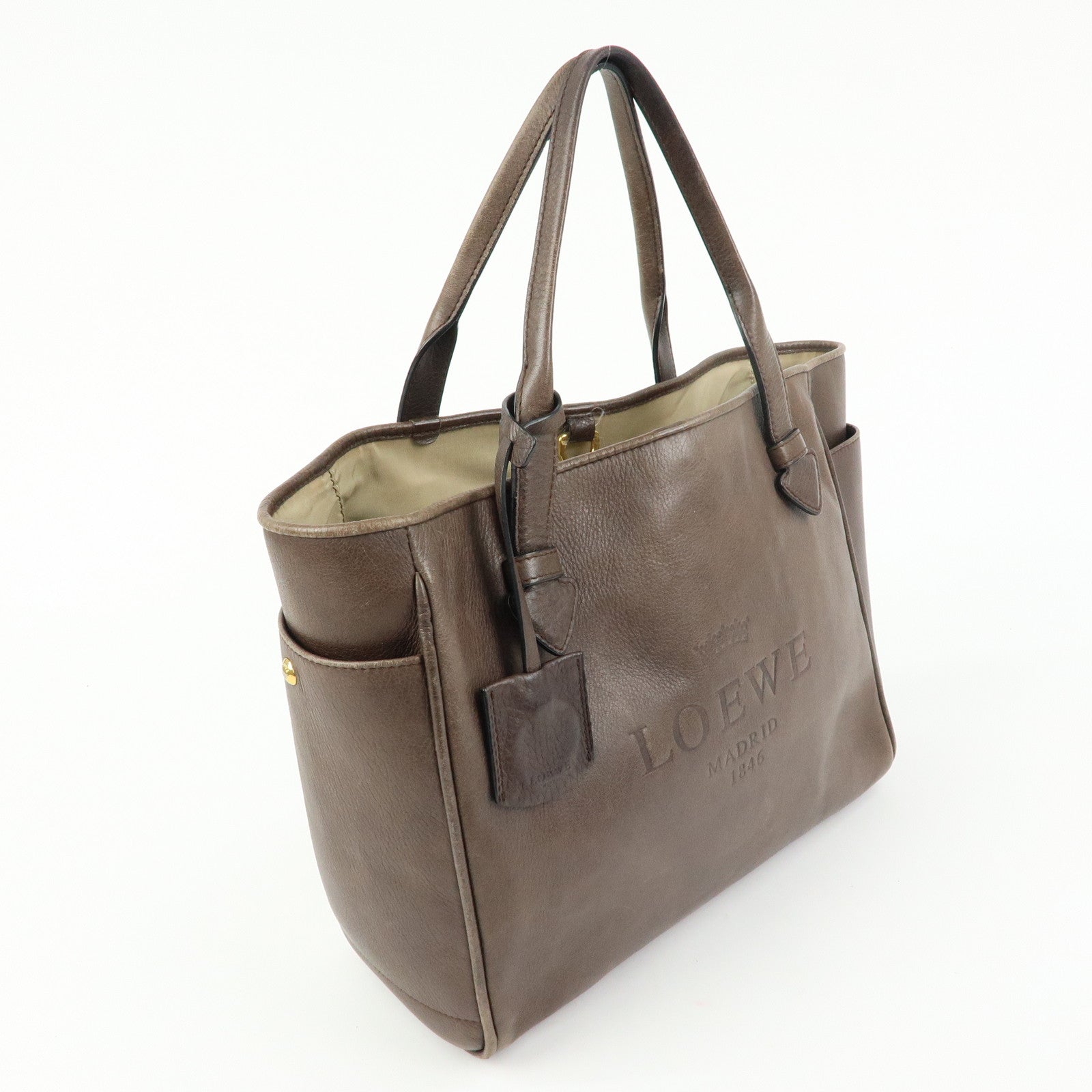 LOEWE MADRID1846 Leather Tote Bag Hand Bag Brown