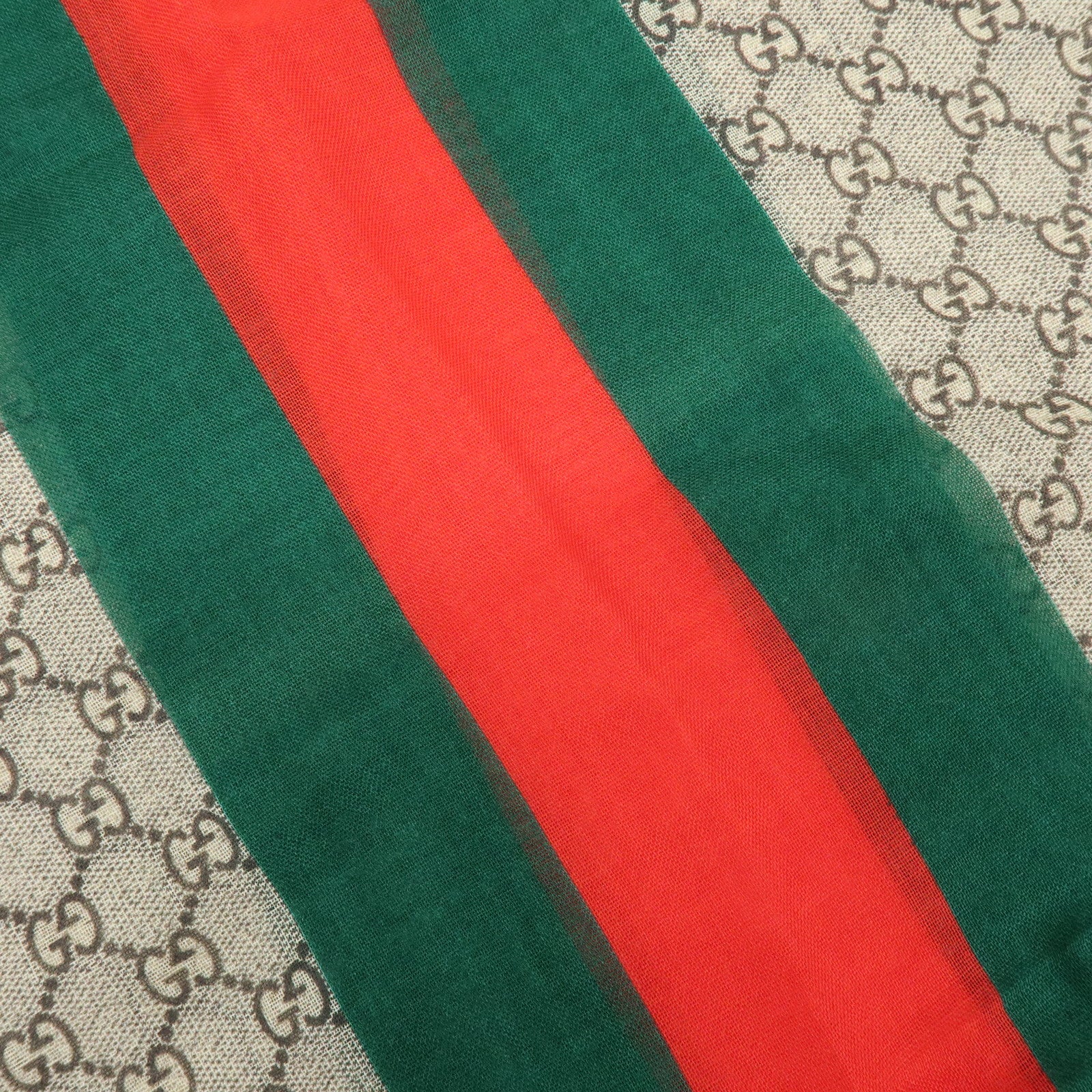 GUCCI Sherry GG Monogram Wool Scarf Shawl Beige 600950