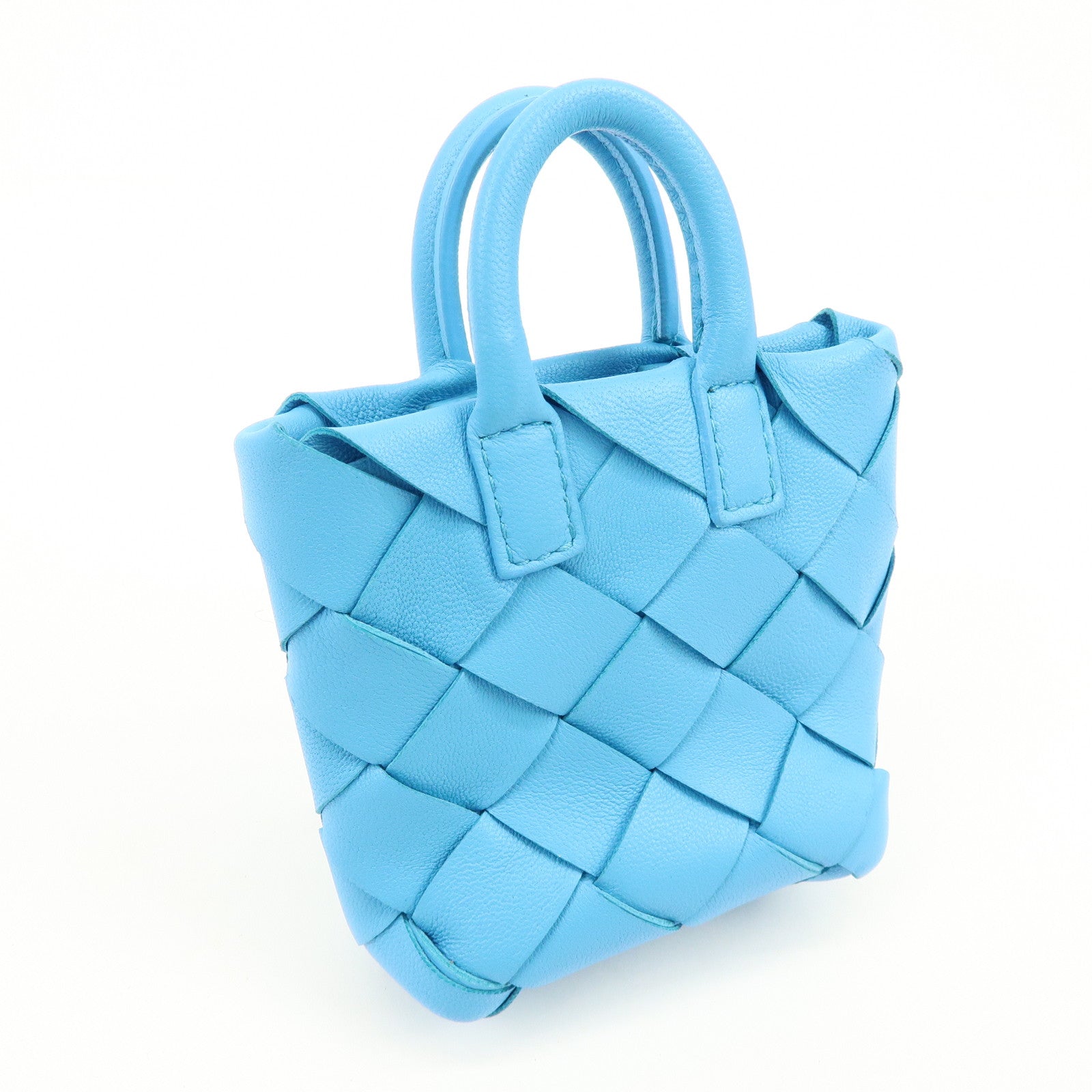 BOTTEGA VENETA Intrecciato Nappa Leather Bag Charm Light Blue