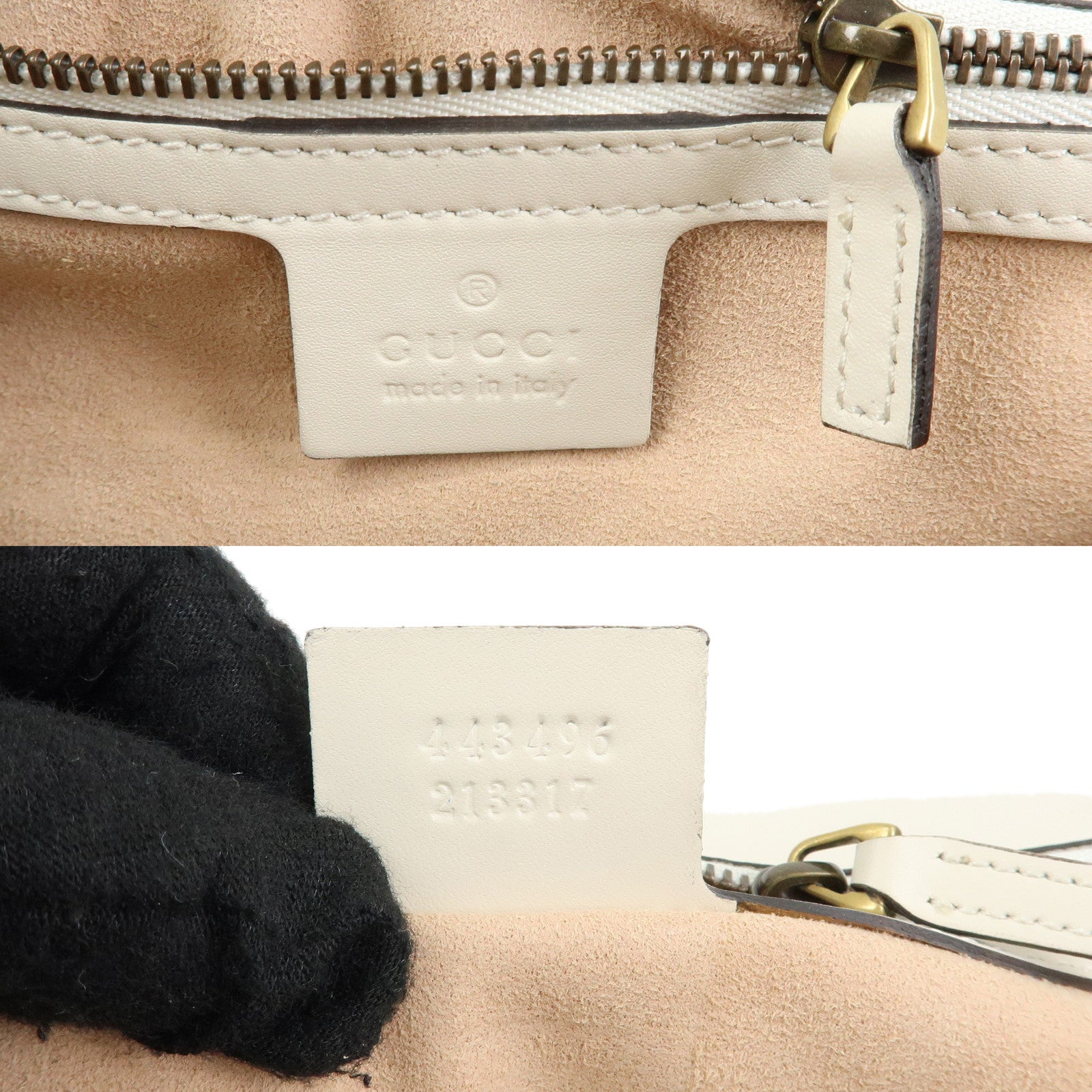 GUCCI GG Marmont Leather Medium Chain Shoulder Bag Ivory Red 443496