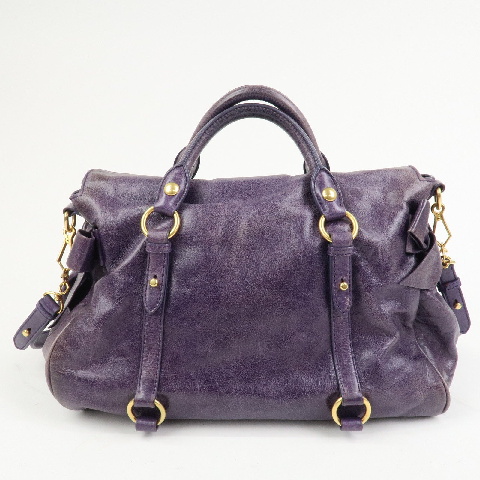 MIU MIU Logo Leather 2Way Bag Hand Bag Shoulder Bag Purple