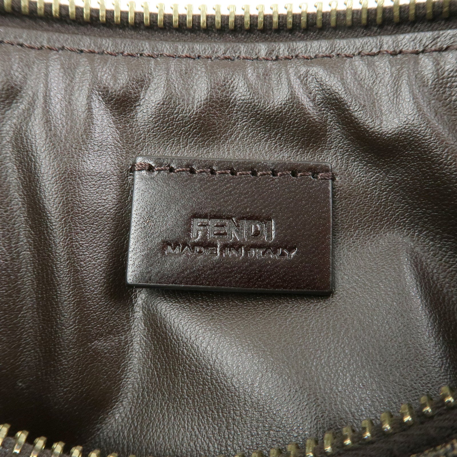FENDI Zucca PVC Leather Cosmetic Pouch Brown Black 7N0074