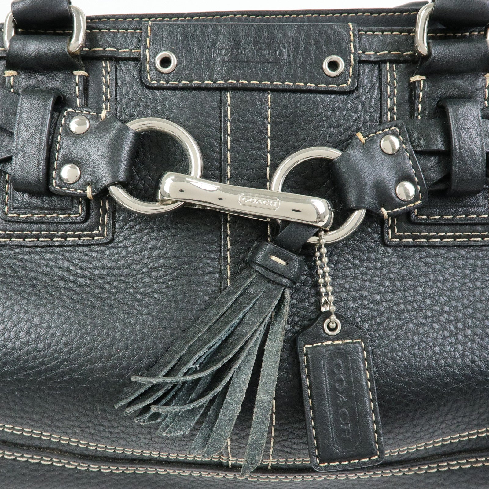 COACH Signature Set of 2 Canvas Leather Shoulder Bag Hand Bag Black