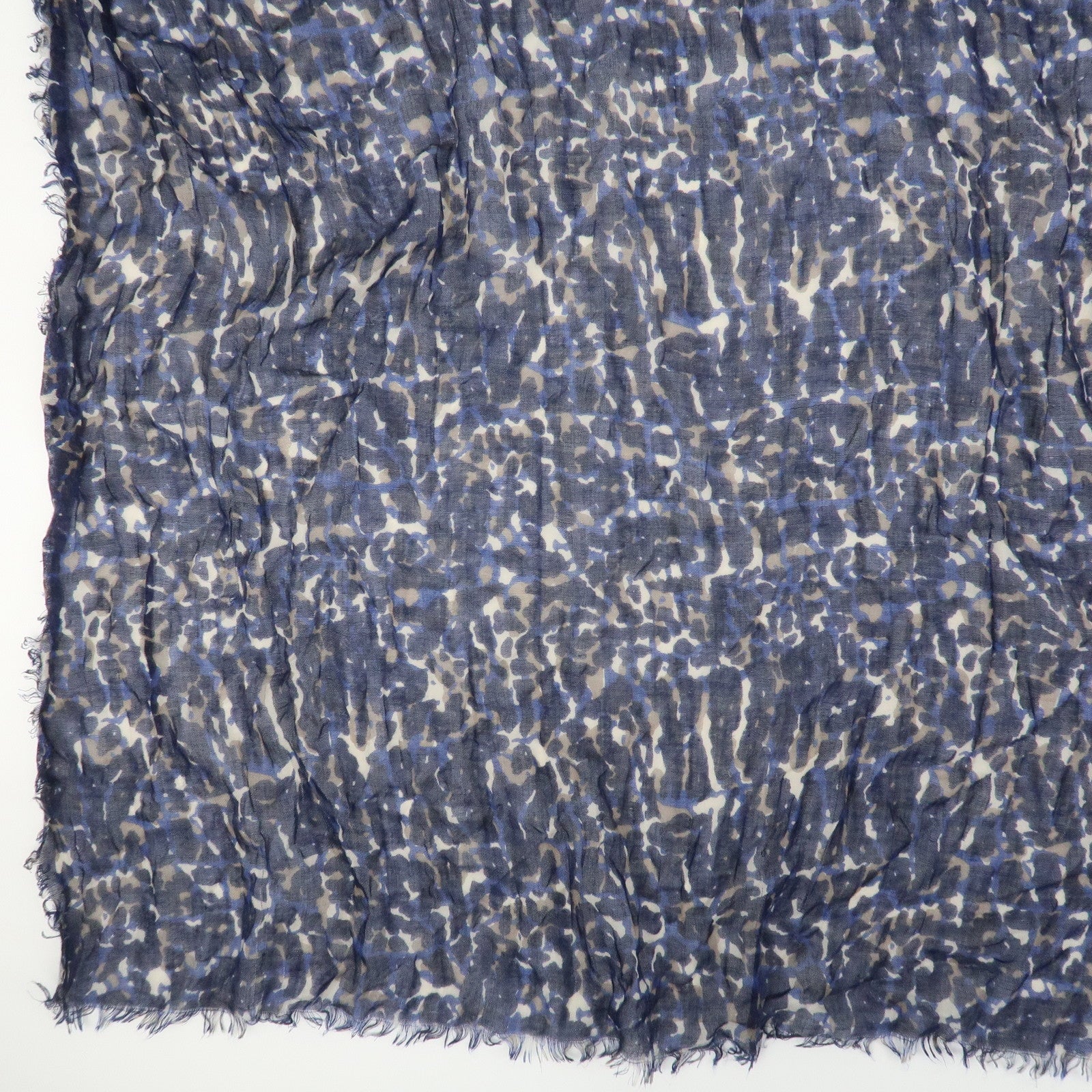 Louis Vuitton Etole Lizard Cashmere Silk Scarf Shawl Blue M74962