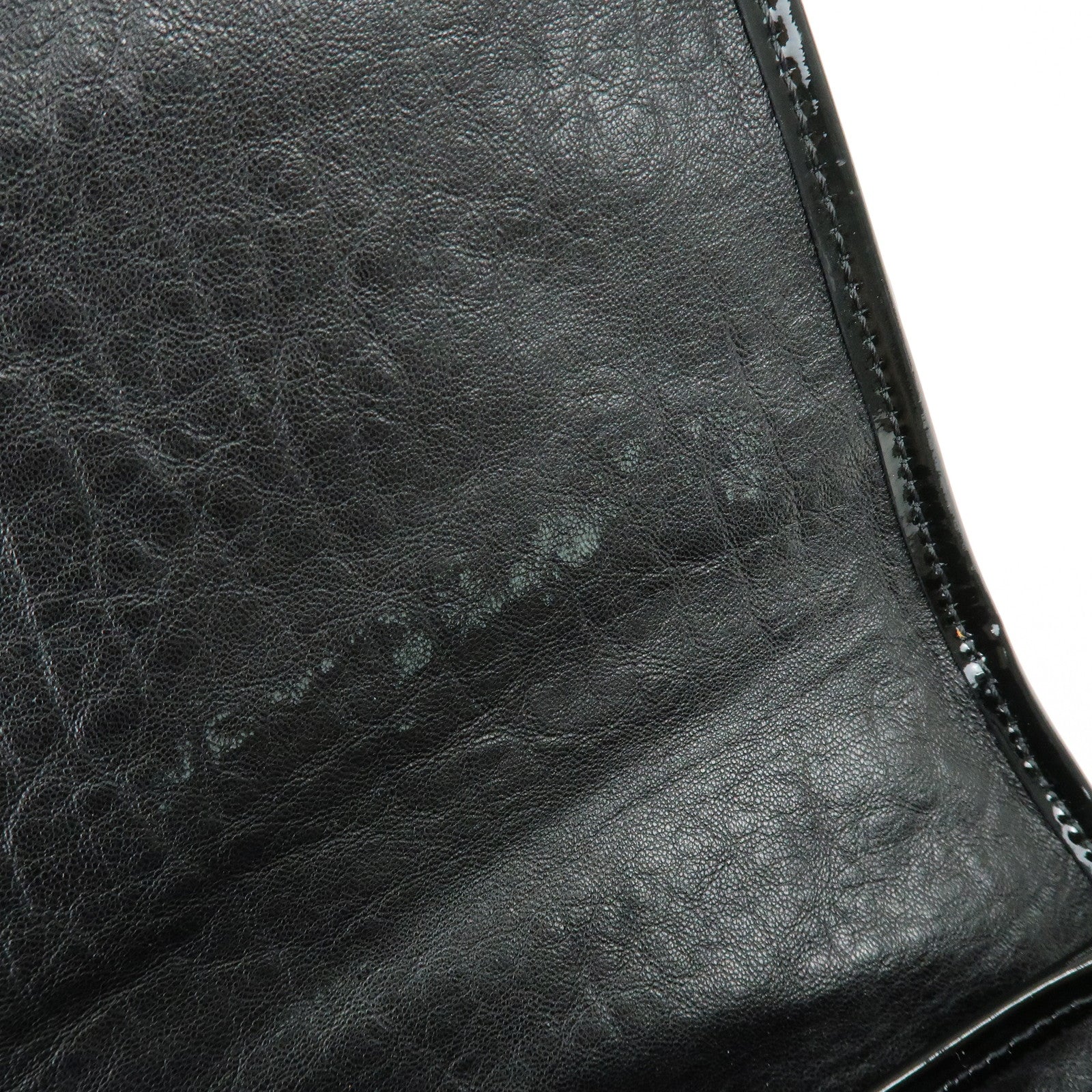 FENDI Patent Leather Chain Shoulder Bag Hand Bag Black 8BN165