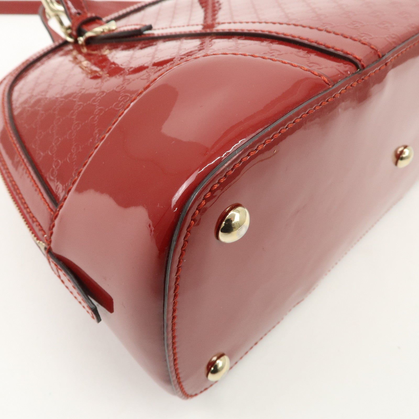 GUCCI Micro Guccissima Patent Leather 2way Hand Bag Red 309617 Used