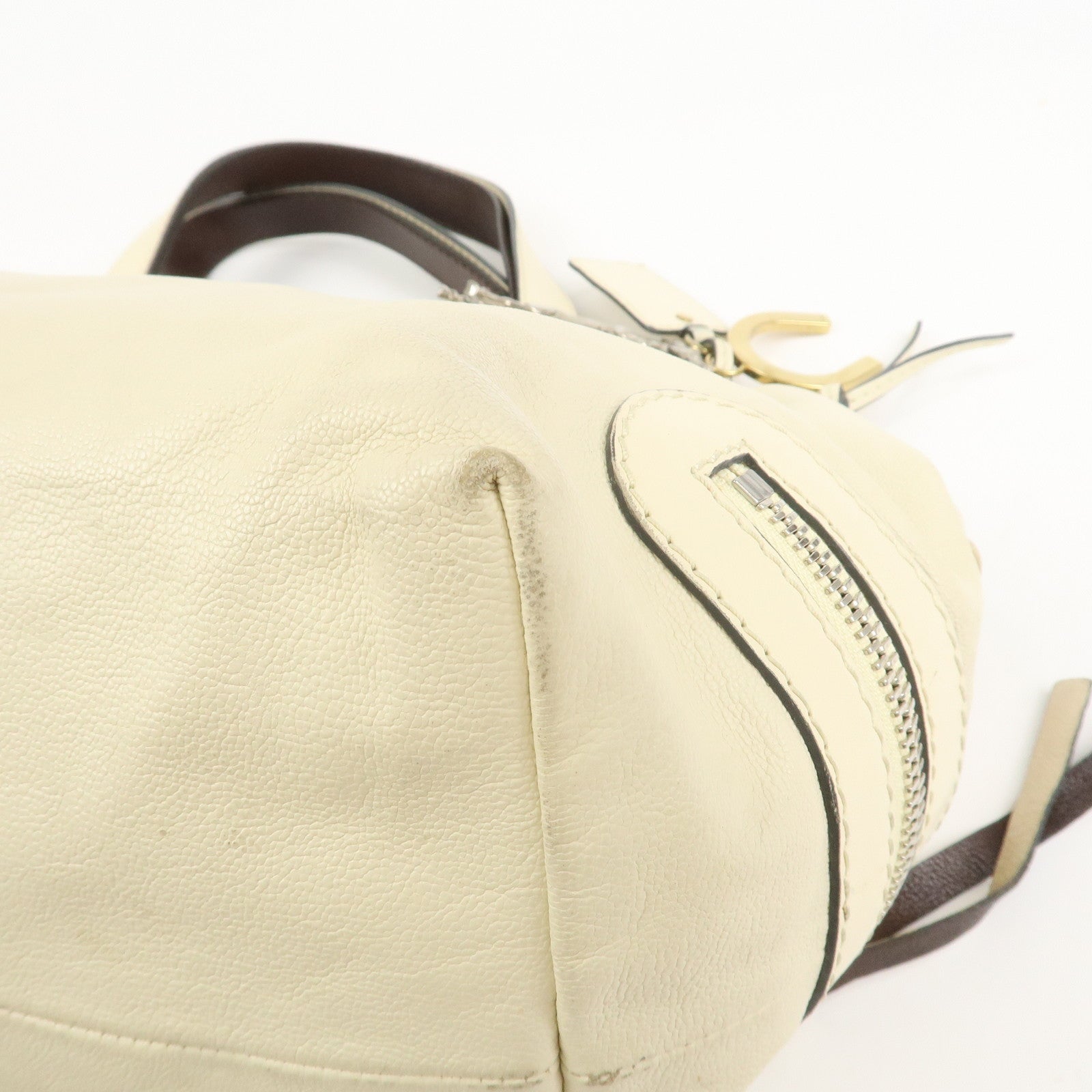 Chloe Kerala Leather Shoulder Bag Hand Bag Ivory Brown