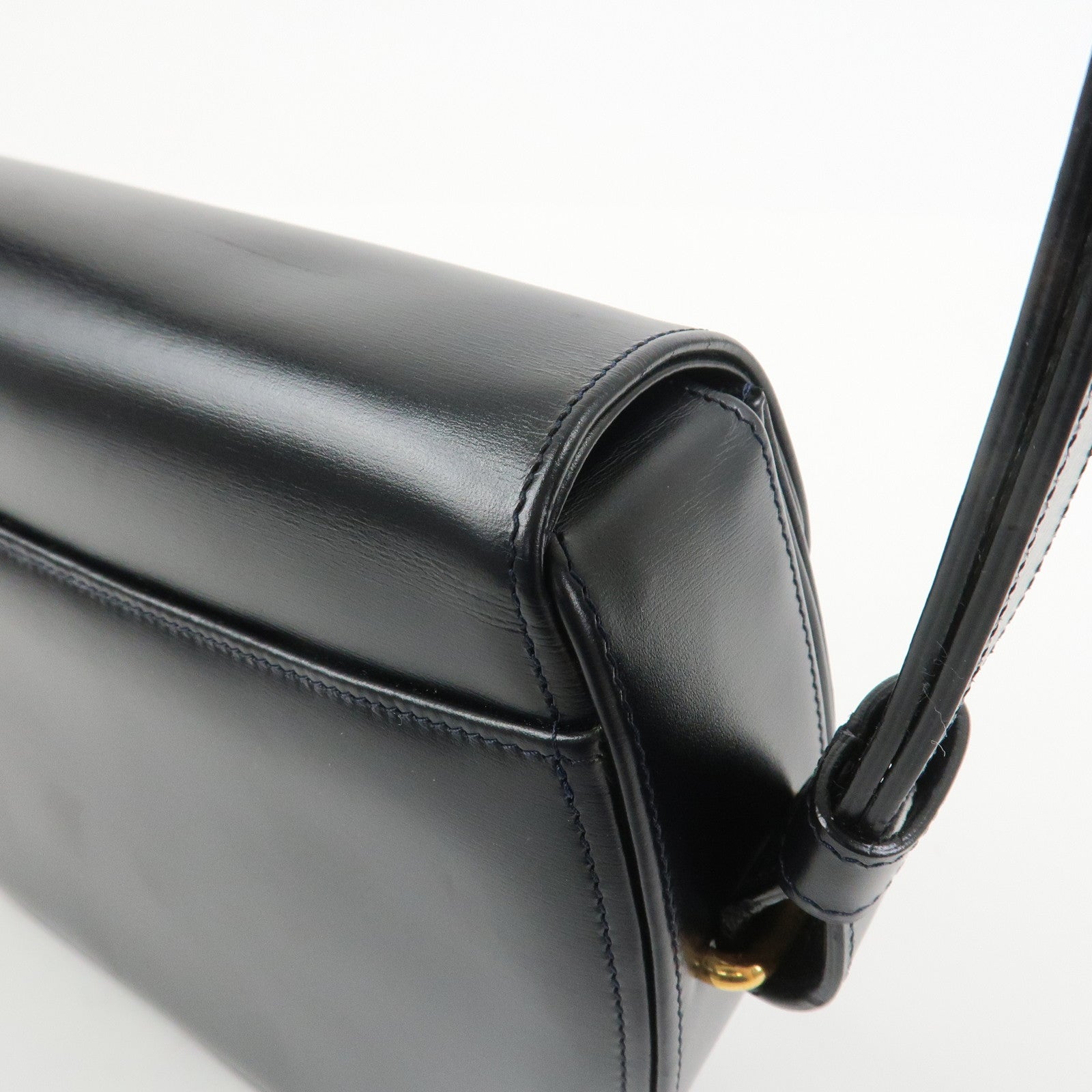 Cartier Sapphire Line Leather Sapphire Shoulder Bag Hand Bag Black