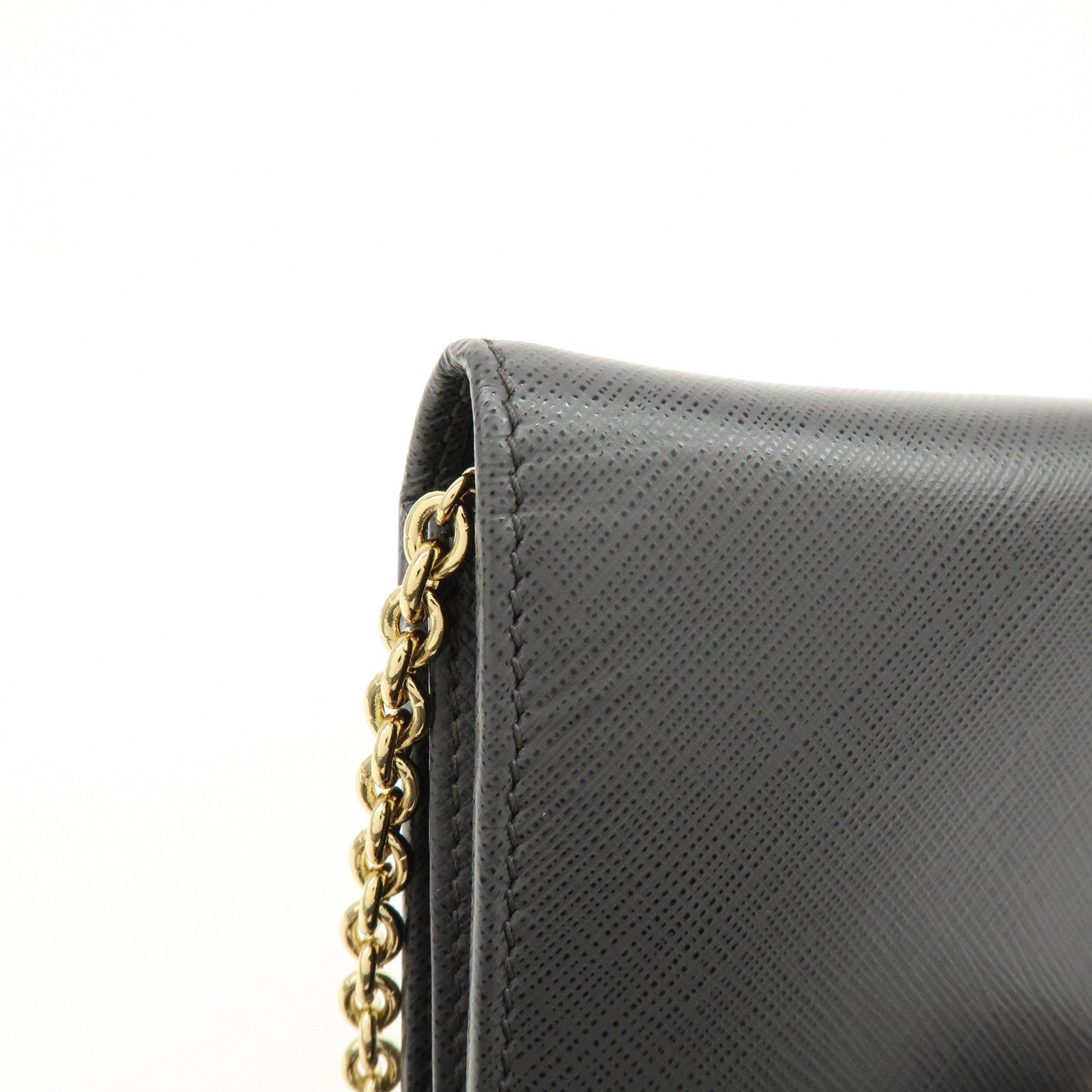 Ferragamo Varra Ribbon Leather Chain Shoulder Bag Wallet Gray