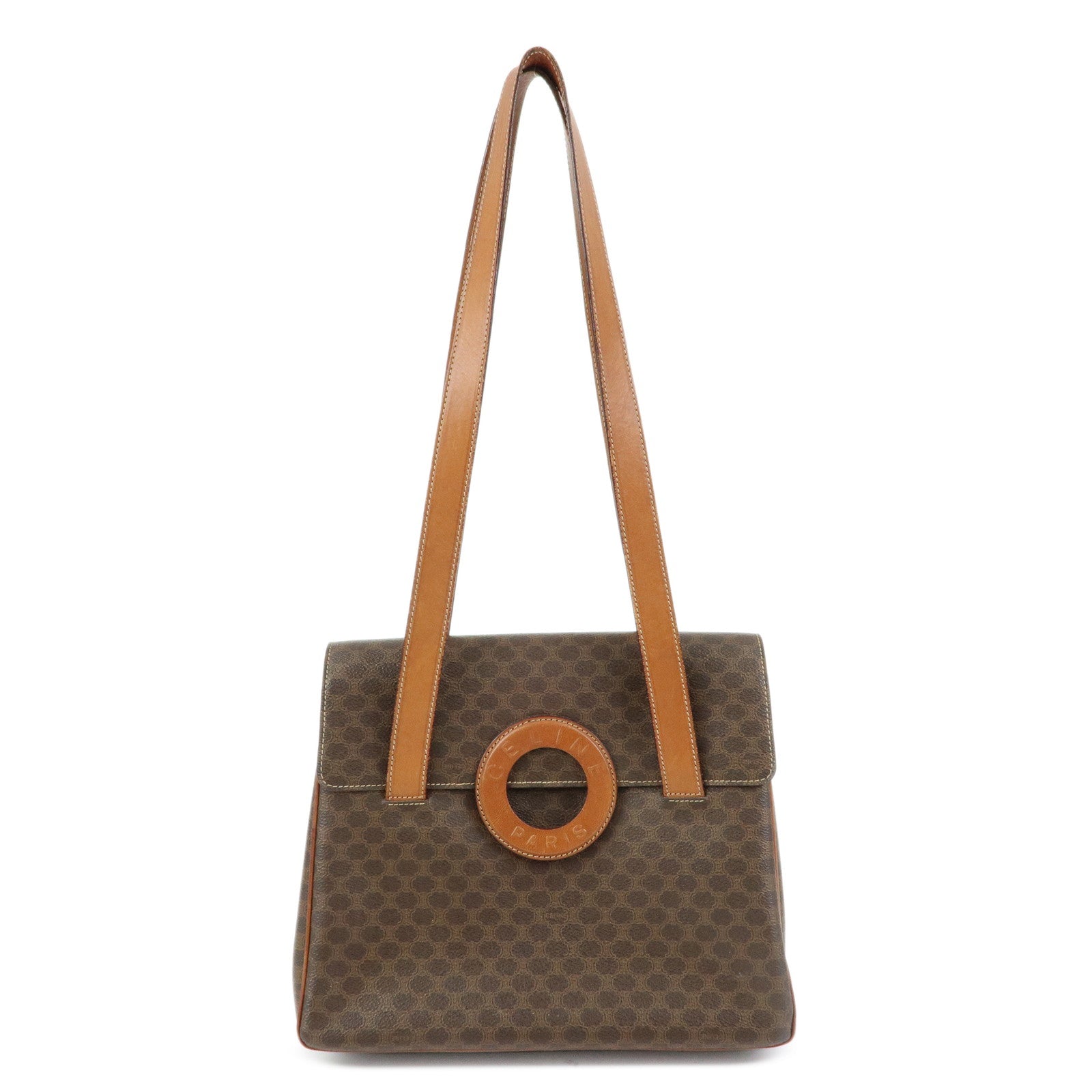 CELINE  Macadam PVC Leather Shoulder Bag Tote Bag Brown