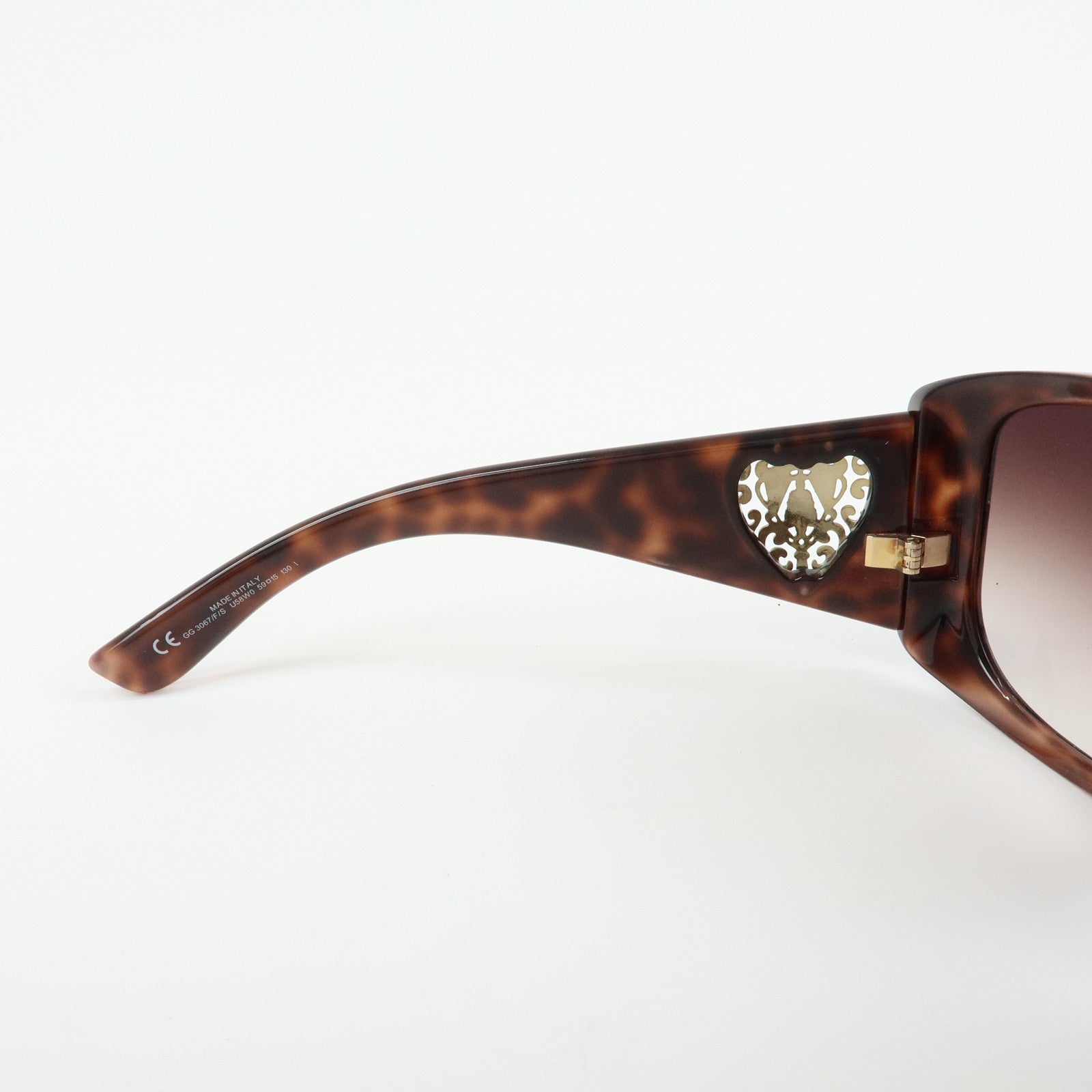 GUCCI Crest Plastic Sunglasses Heart Brown GG3067