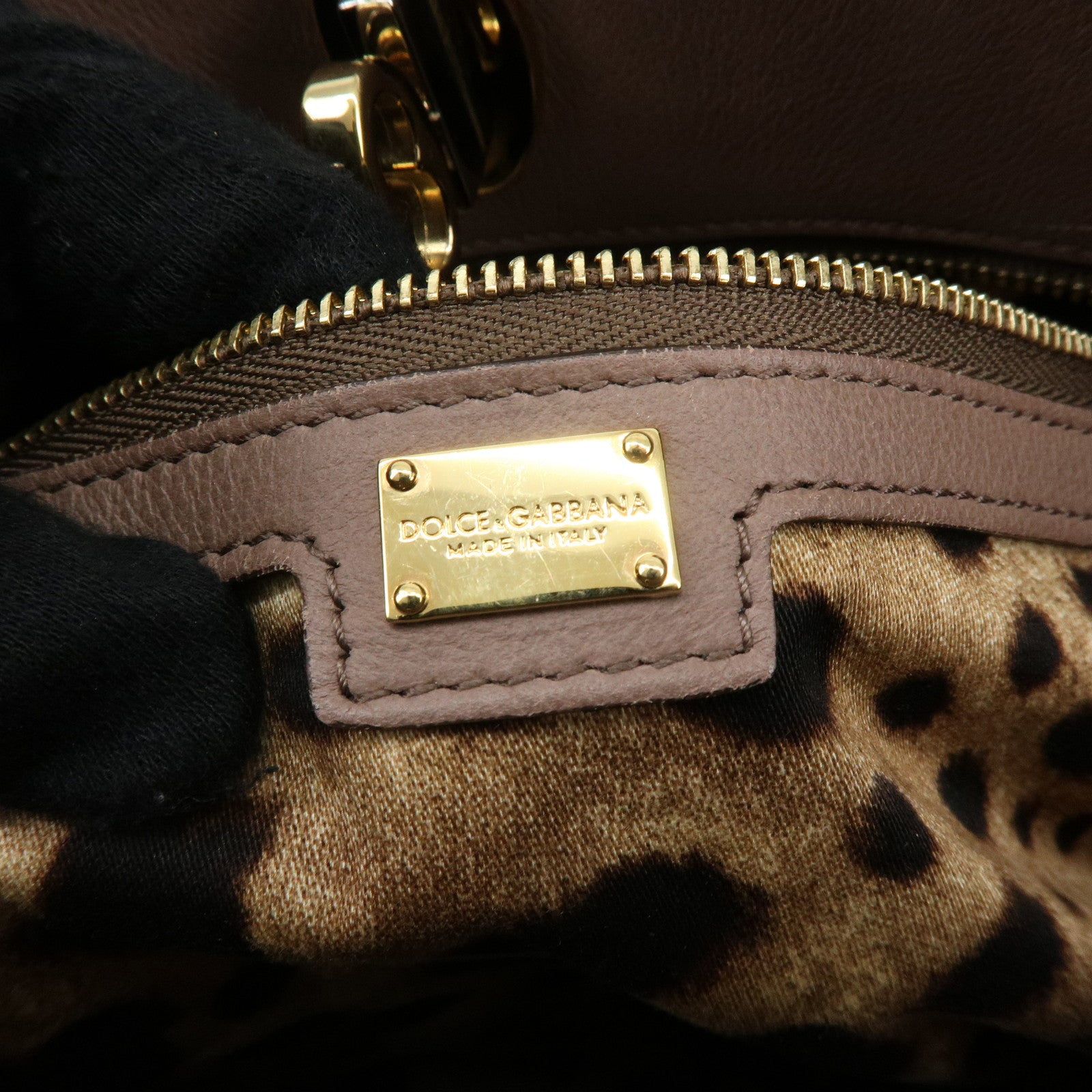 Dolce & Gabbana Leather 2Way Bag Hand Bag Shoulder Bag Brown