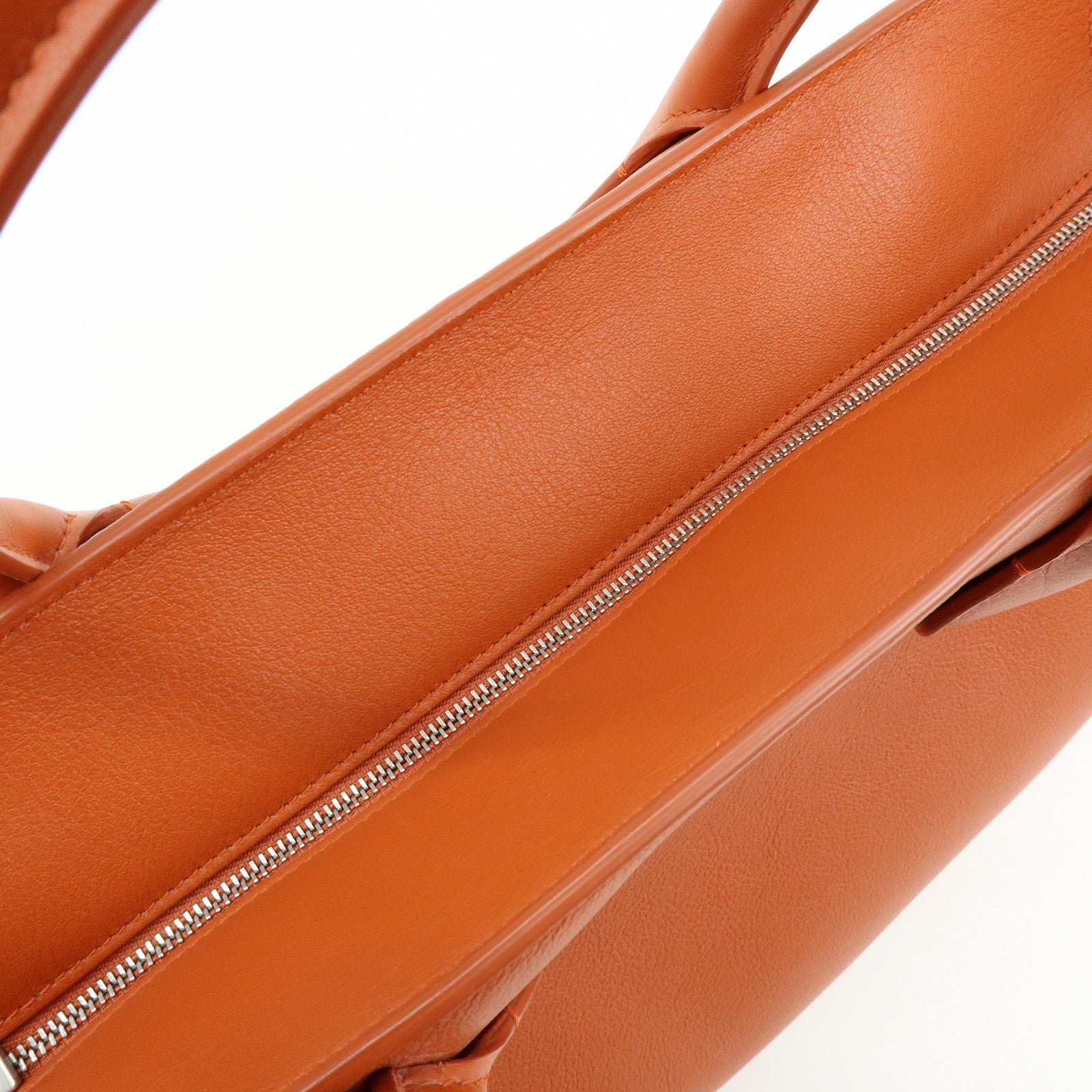 Ferragamo Logo Leather Tote Bag Hand Bag Orange