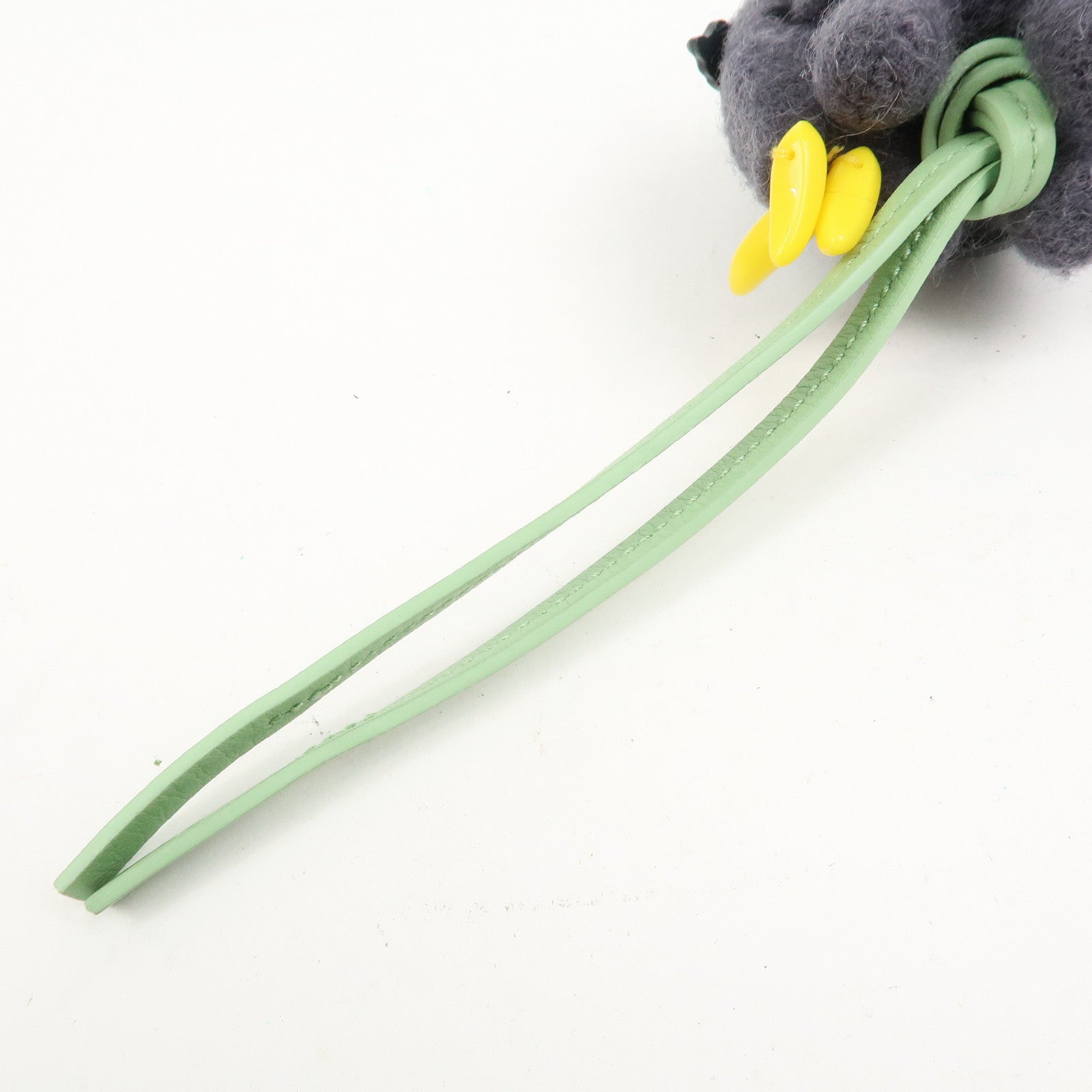 LOEWE Suna Fujita Calf Leather Felt Elephant Bag Charm Gray