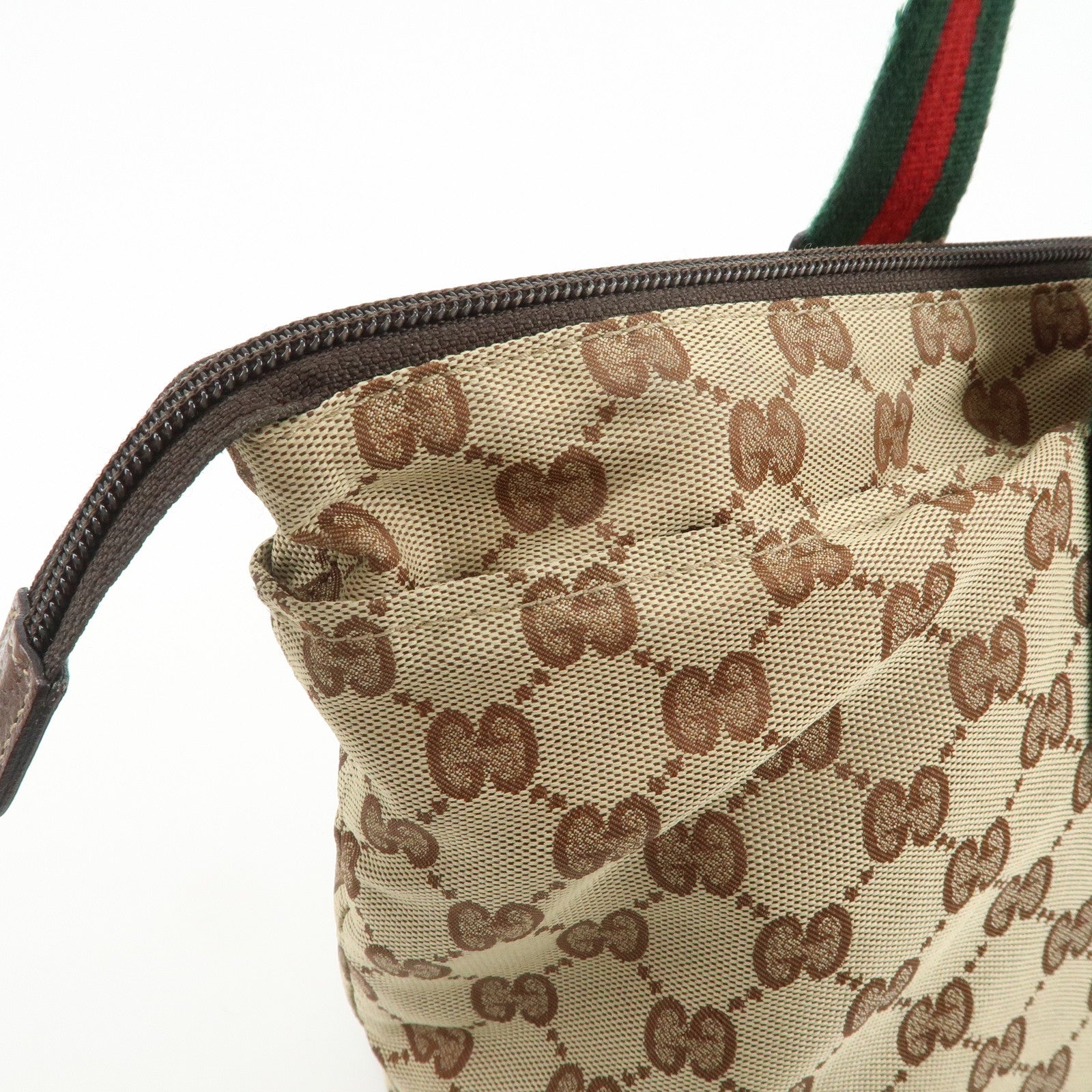 GUCCI Sherry GG Canvas Leather Tote Bag Shoulder Bag Brown 131231